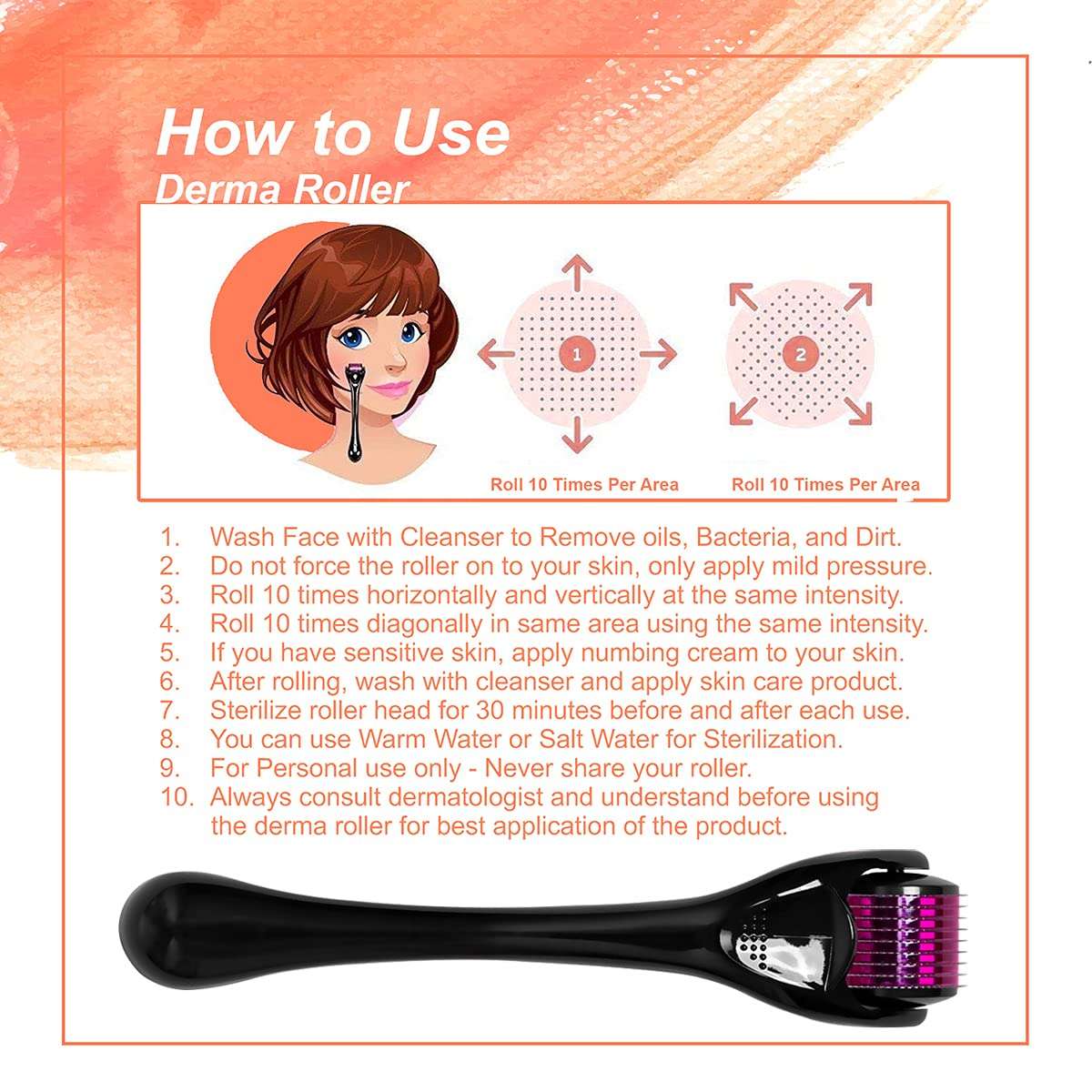 Epyz Derma Roller with 540 Titanium Alloy Needles (1.5mm, Pink) 4