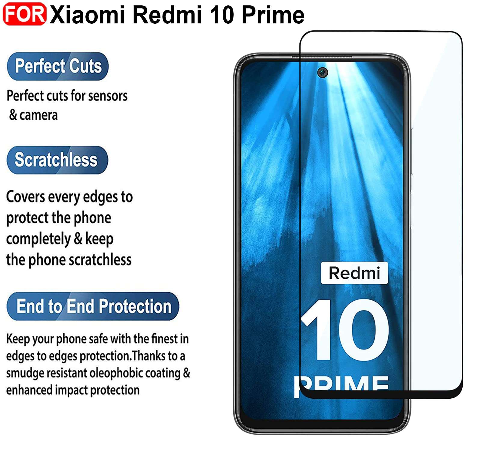 CEDO Redmi 10 Prime Tempered Glass | Screen Protector Full Glue Coverage Edge to Edge Tempered Glass for Xiaomi Redmi 10 Prime (Black) 3