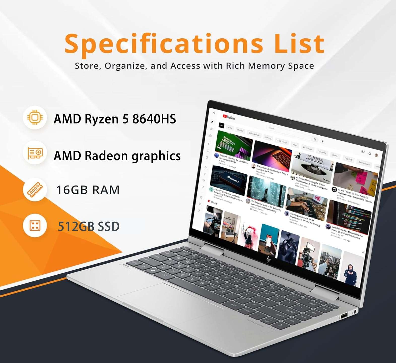 Hp 2024 Envy 14" AI 2-in-1 Slim Laptop, WUXGA Touchscreen, AMD Ryzen 5 8640HS (Beats i7 1355U), LPDDR5 6400MHz, Wi-Fi 6E, BT 5.3, Backlit KB, Win 11 (16GB RAM | 512GB SSD) 6