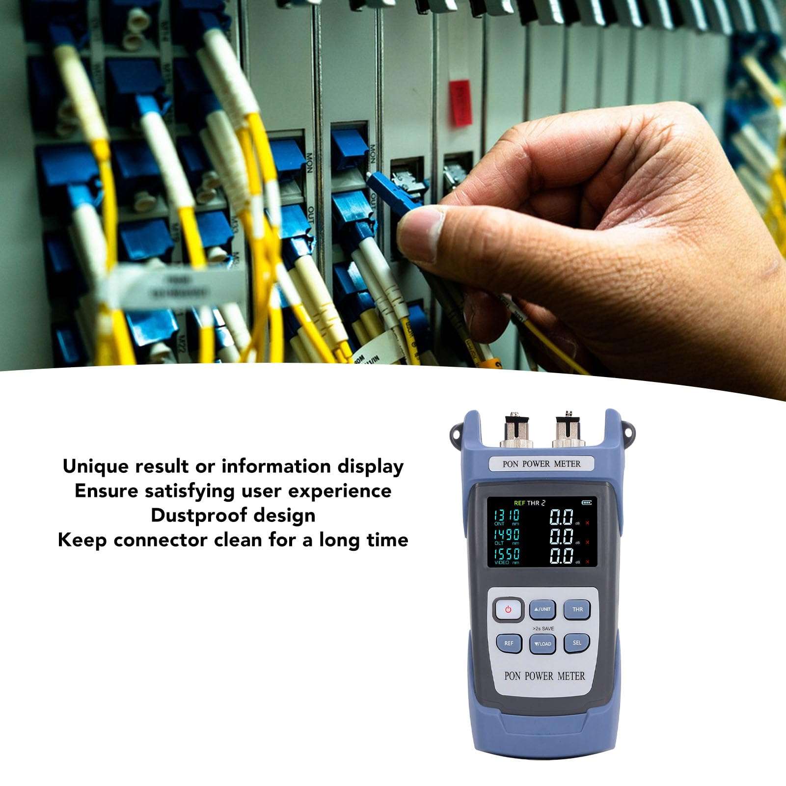 Handheld Optical Power Meter, Fast Accurate Fiber Optic Test Kit, Color LCD Screen, Design, 20 Hours Standby, for High Bandwidth Measurement Troubleshooting 4