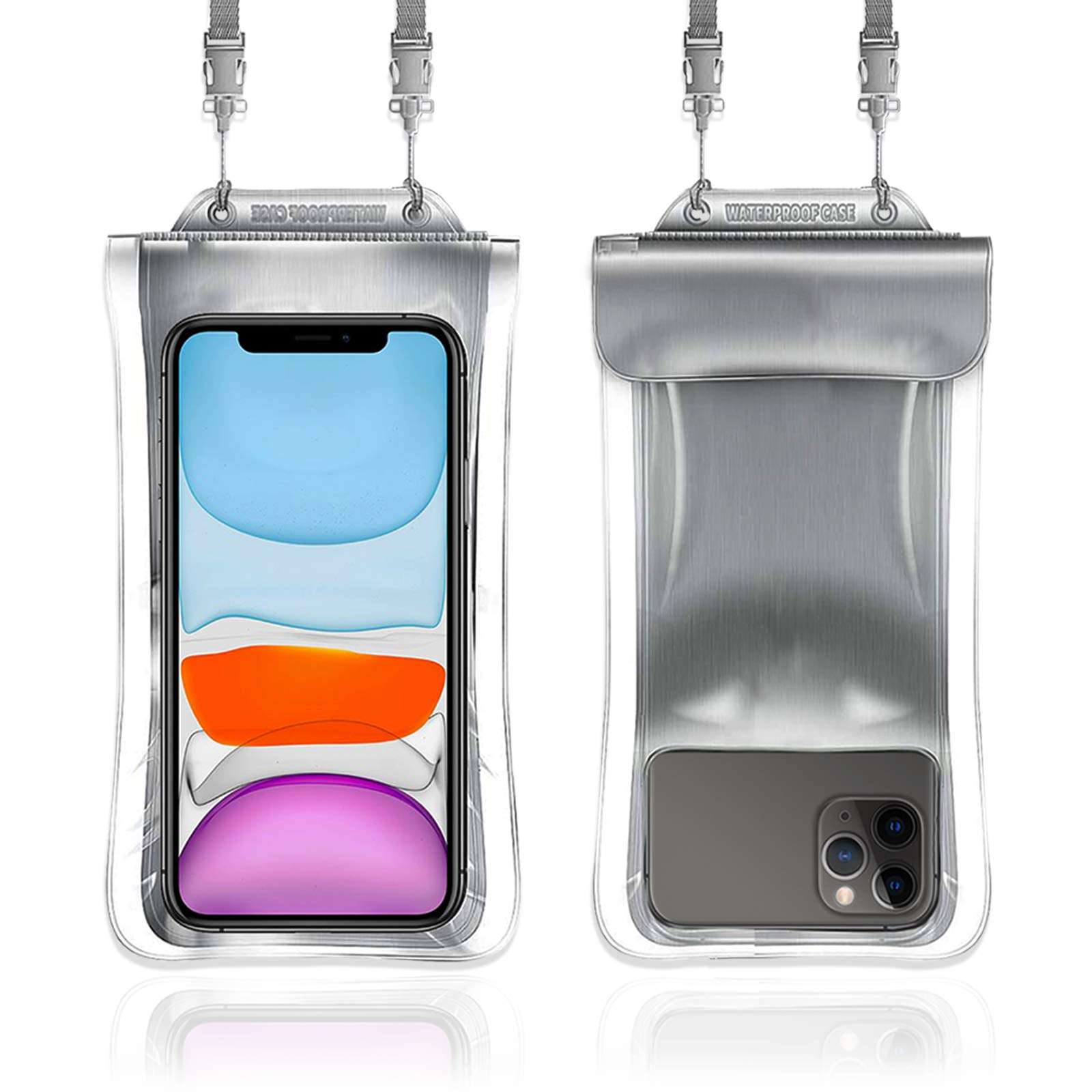 BEOBEU Universal Floating Waterproof Phone Case,IPX8 Waterproof Dry Bag Phone Pouch Compatible for iPhone 12/12 Pro Max/11/11 Pro/SE/Xs Max/XR/8P/7 Galaxy up to 6.8", Gray 1