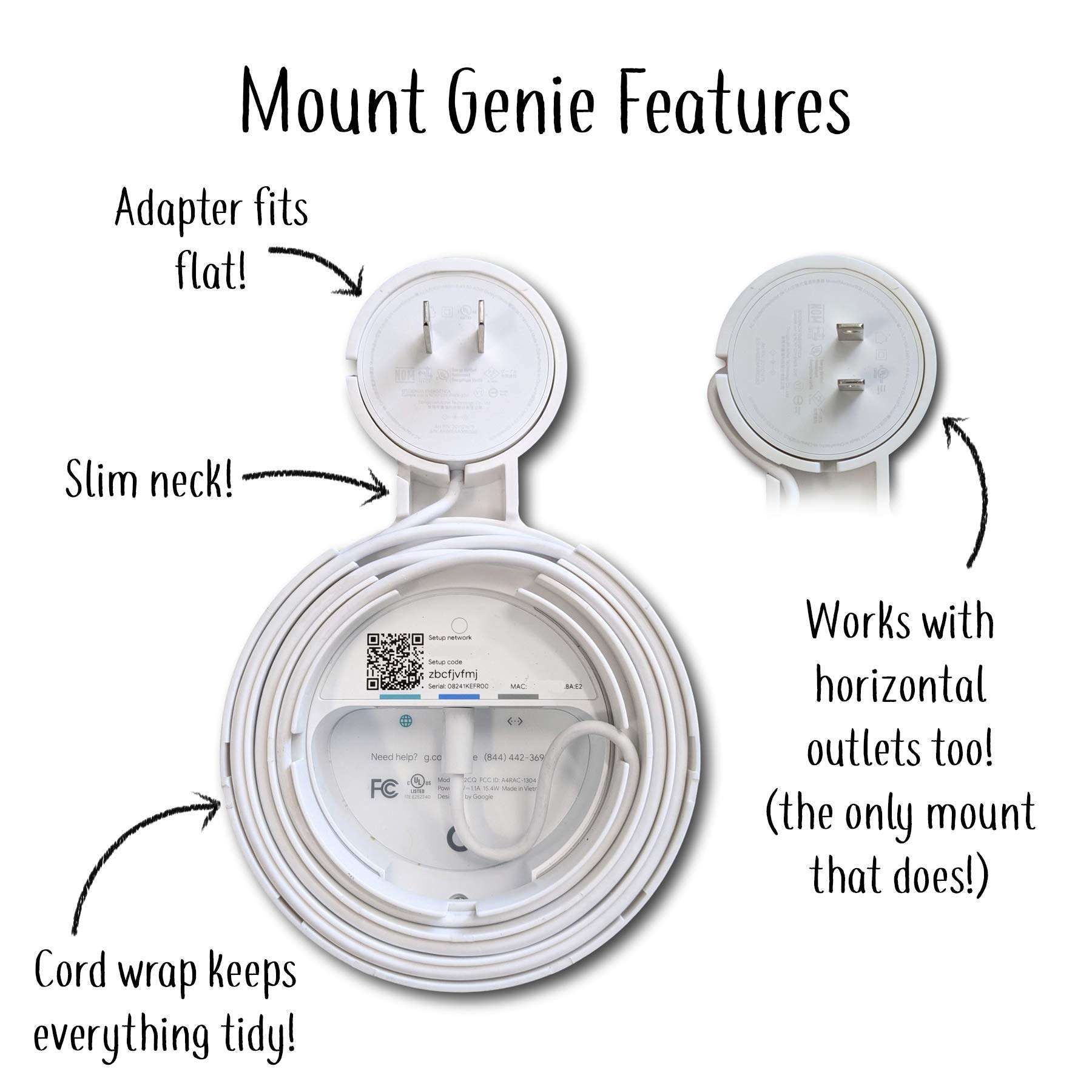 Google WiFi Outlet Holder Mount: [New 2020 – Present Version – Round Plug] The Simplest Wall Mount Holder Stand Bracket for Google WiFi Routers and Beacons - No Messy Screws! (3-Pack) 3