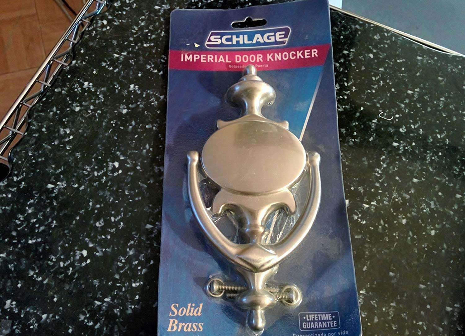 SCHLAGE LOCK CO 3107-619 11x5.5 DR Knocker, Satin Nickel 1