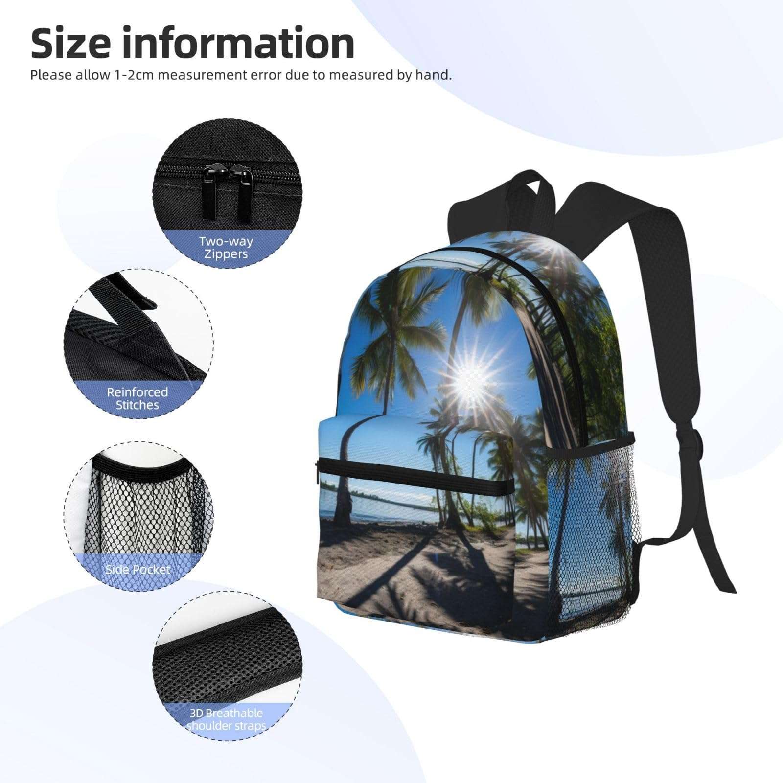 ASSORT Beach Palm Tree Print Laptop Backpack Anti Water Bag For Men Women, Travel, College, Work, And Business 6