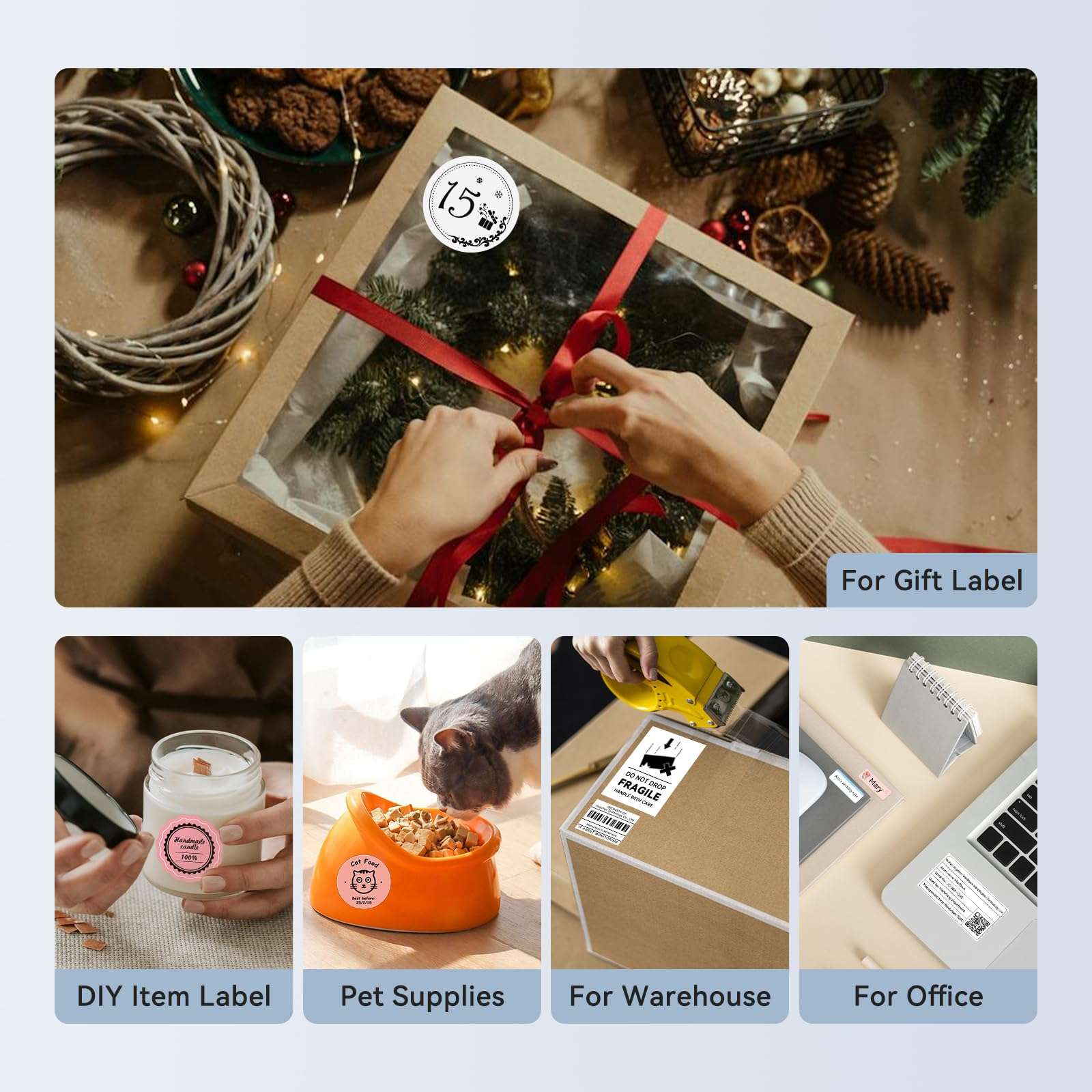 NIIMBOT B1 Label Maker,2 Inch Bluetooth Thermal Label Printer, Automatic Label Identification, Easy to Use for Home Office and Business, Label Maker Machine with Tape, Support Phones & PC 6