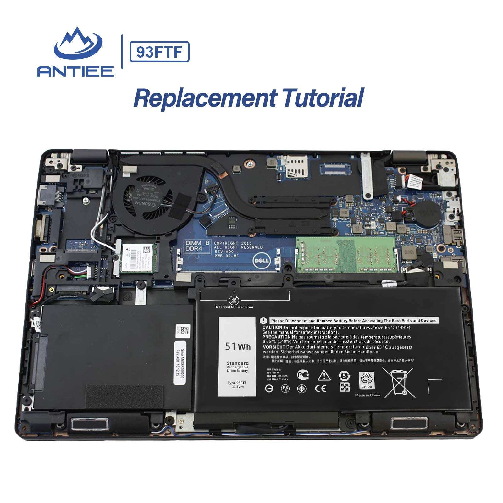 ANTIEE 51Wh 93FTF Laptop Battery Replacement for Dell Latitude 5280 5480 5580 5590 5490 5288 5290 5488 E5280 E5480 E5580 E5490 E5590 E5290 Precision 15 3520 3530 Series D4CMT 4YFVG 83XPC 083XPC 5