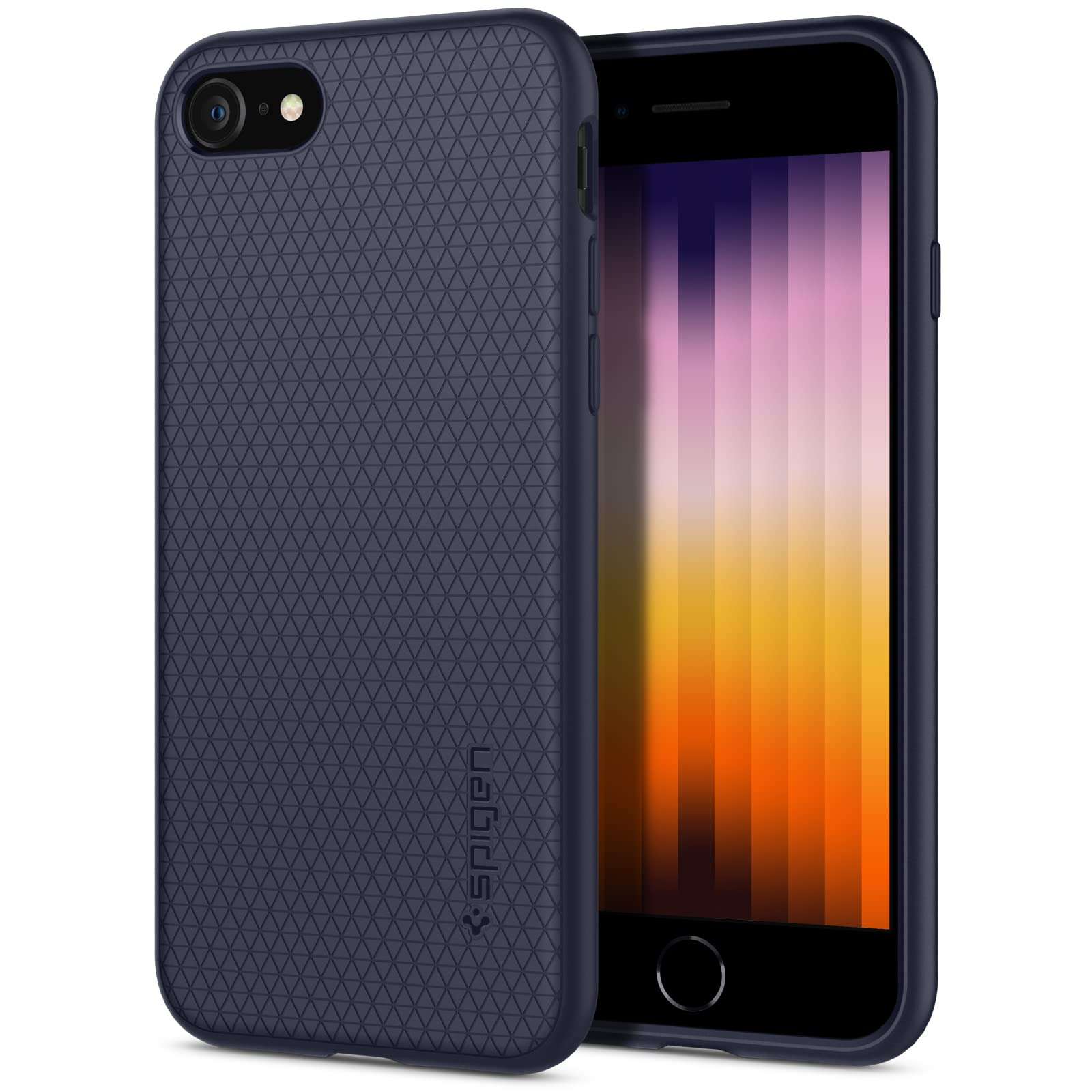 Spigen Midnight Blue Silicone Case for iPhone SE 2020/iPhone 8/iPhone 7 with Air Cushion Technology and Tactile Buttons 1