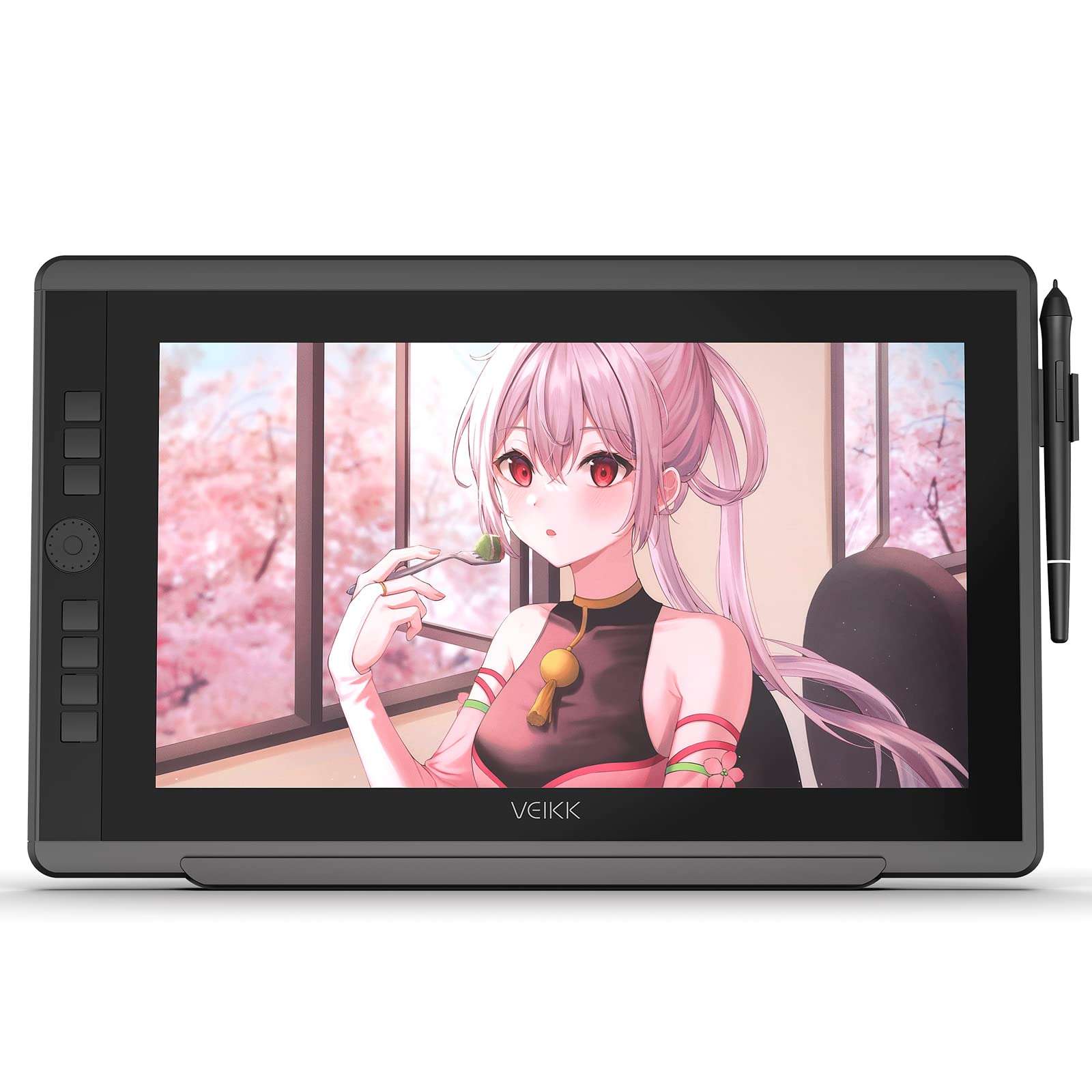 Drawing Tablet with Screen, VEIKK VK1560PRO15.6 inch Pen Display, IPS HD Graphic Monitor with 8192 Passive Pen and Adjustable Stand, Compatible with Windows Mac(92% NTSC 120% s RGB) 1