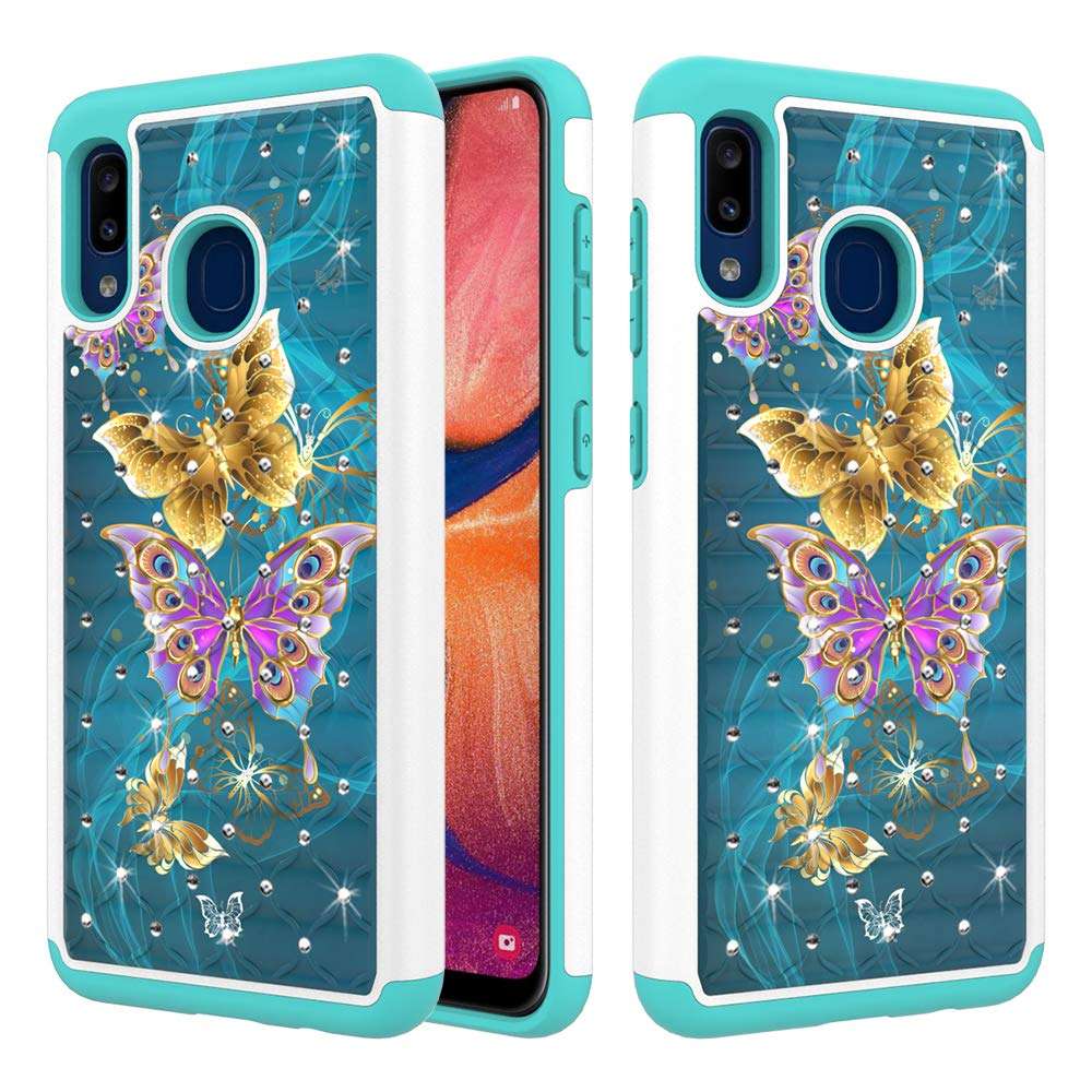 BELLETAS Galaxy A20 Case, Galaxy A30 Cover Heavy Duty Hybrid Dual Layer TPU Plastic Armor Defender Phone Case Cover Compatible with Samsung Galaxy A20 / Galaxy A30 2019 (Yellow Gold Butterfly) 1