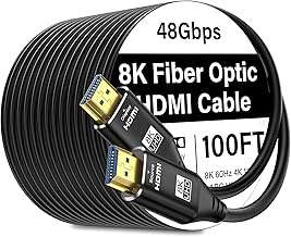 8K HDMI Cable Fiber-Optic 100FT Uni-Directional Home Theater/Game/Office Meeting Aluminium Shell High Speed, 48Gbps, Cord 8K60Hz 4K120Hz eARC HDCP 2.2&2.3 Slim -Black 1