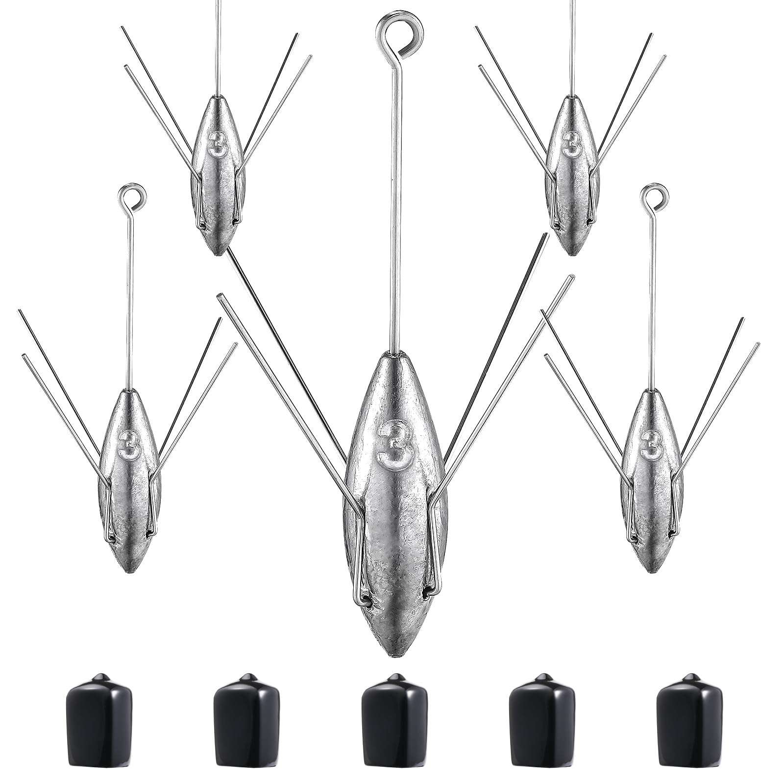 5 Pcs Sputnik Sinker Fishing Weights 3 oz Surf Fishing for Ocean Sea Sand,Fishing Lead Weights with 4 Stainless Steel Claw Grips,Ideal for Beach and Sinkers Saltwater (3 oz 5pcs) 1
