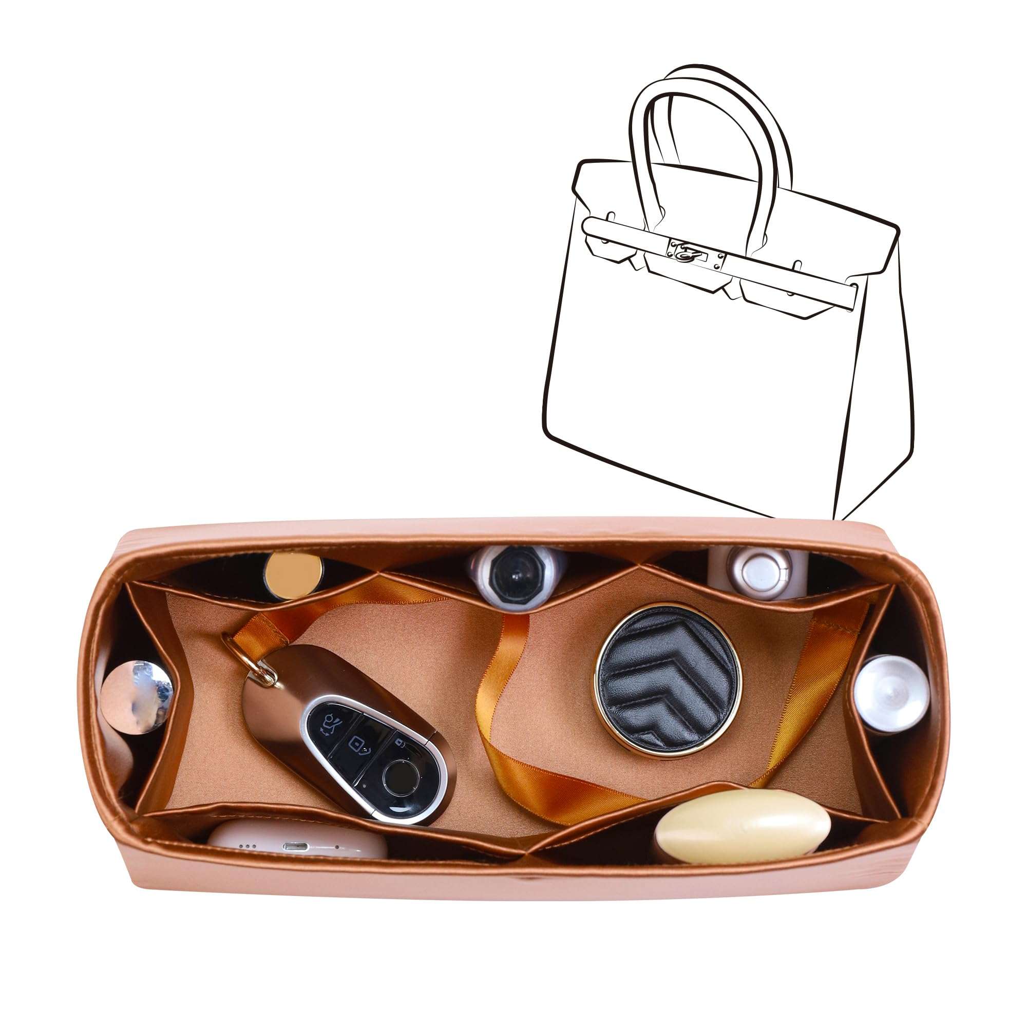 JLYZ Moon Silky Bag Insert Fit for Birkin 25/30/35, Lightweight and Silk Touch(BK35, Gold) 1