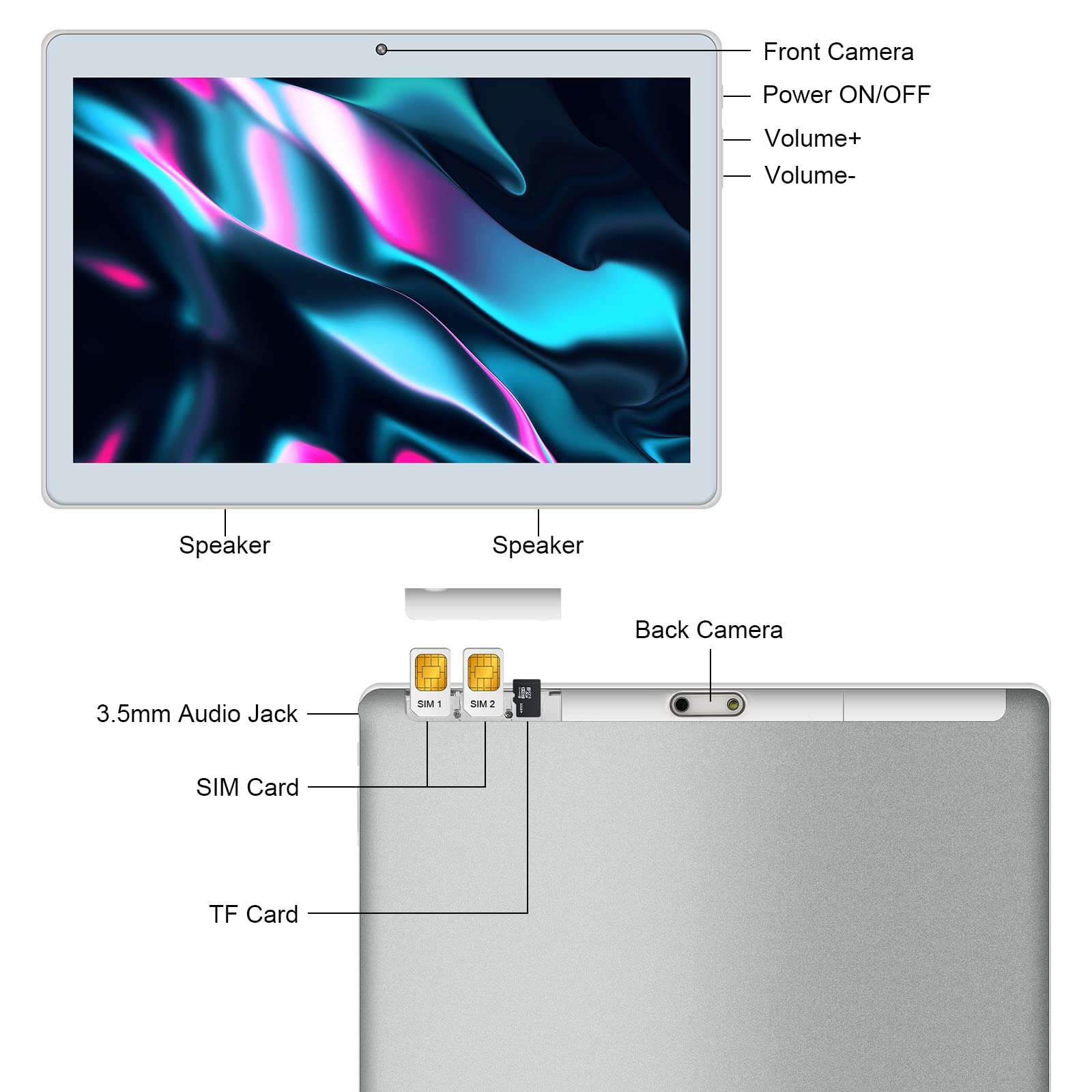 SZTPSLS Tablet 10.1 Inch 10.0 Android Tablet with Dual SIM Card Slot 2GB+32GB, Quad-Core, IPS HD Display, 128GB Expand Storage 6