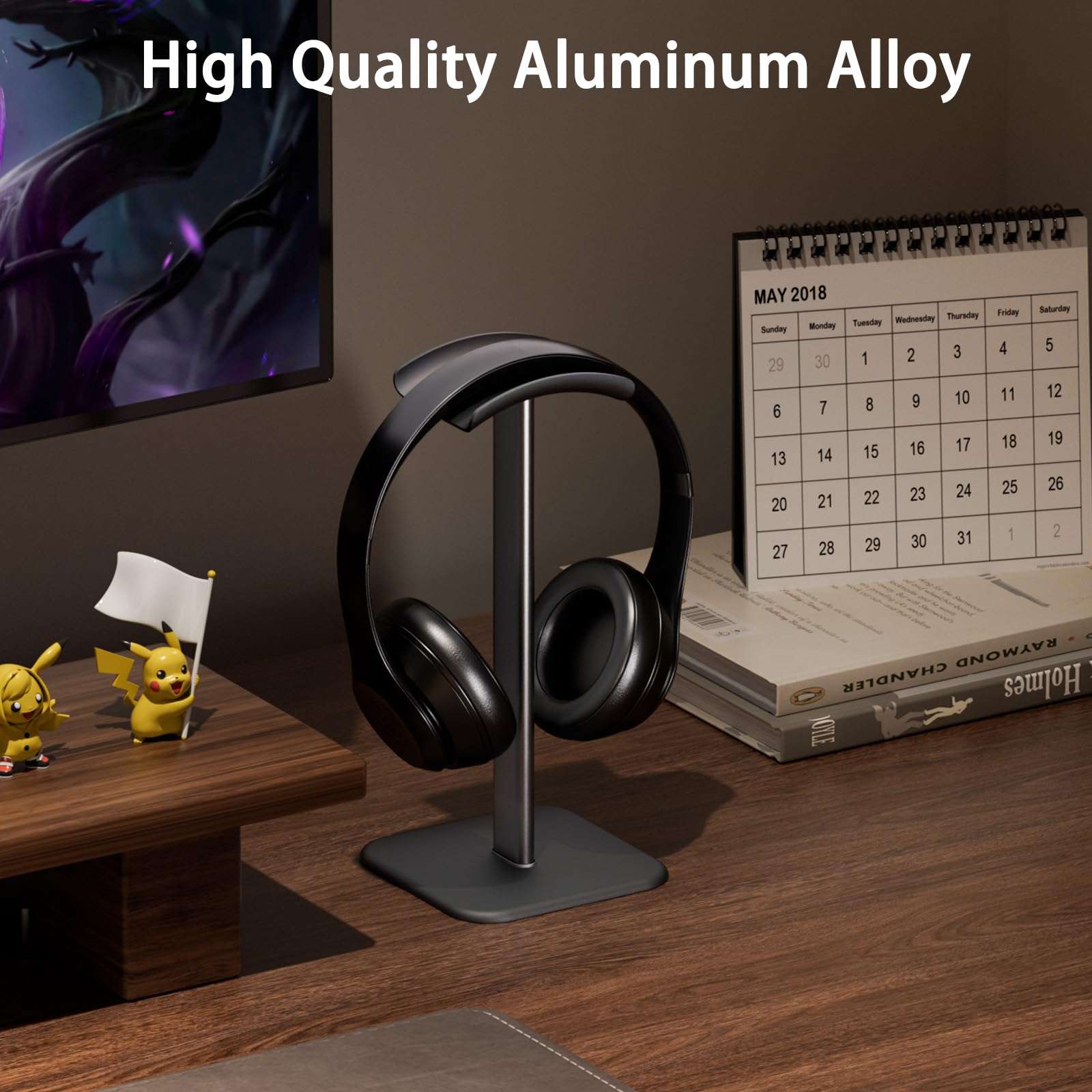 Ahonnpely headphone stand for desk - headset stand with Aluminum Hanger and Plastic Headrest, headphone holder for AirPods Max, Sony, Bose, Beats and More (Black) 3