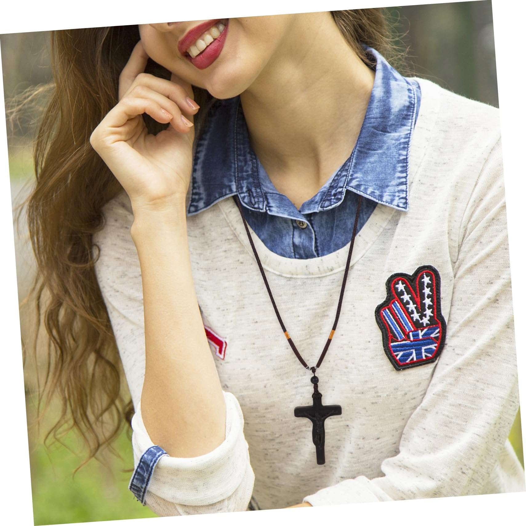 Toyvian Cross Wooden Pendant Necklace Unique Catholic Cross Hanging Decoration for Home Office for Holidays Special Occasions 5