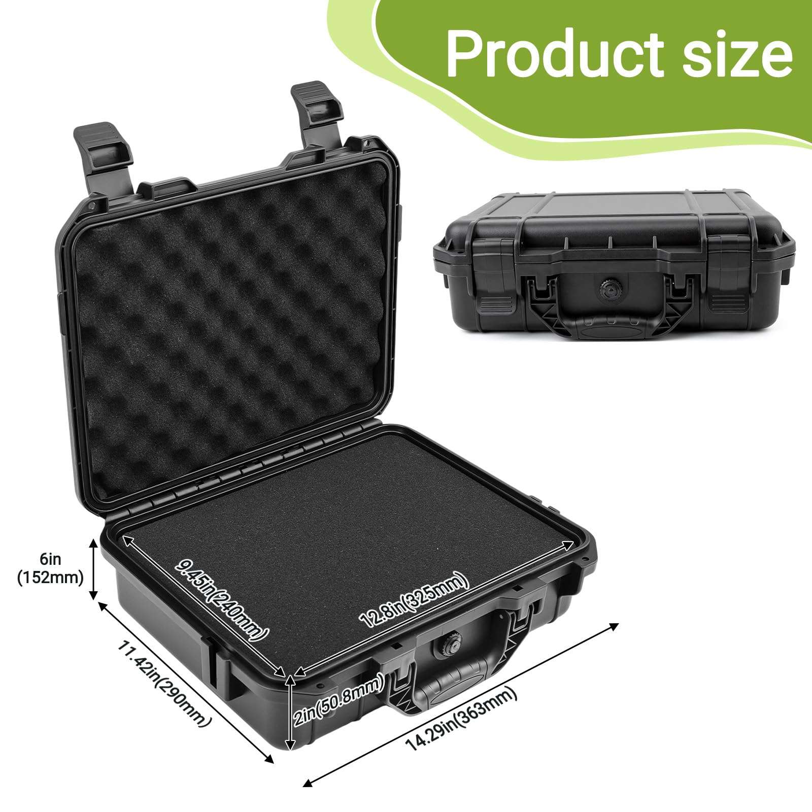 NineLeaf Waterproof Hard Case with DIY Customizable Foam Insert Portable Protective Case with Knife for Camera Drones Equipments Tools Test Instruments 14.3 x 11.4 x 4.5 Inch (Black) 6
