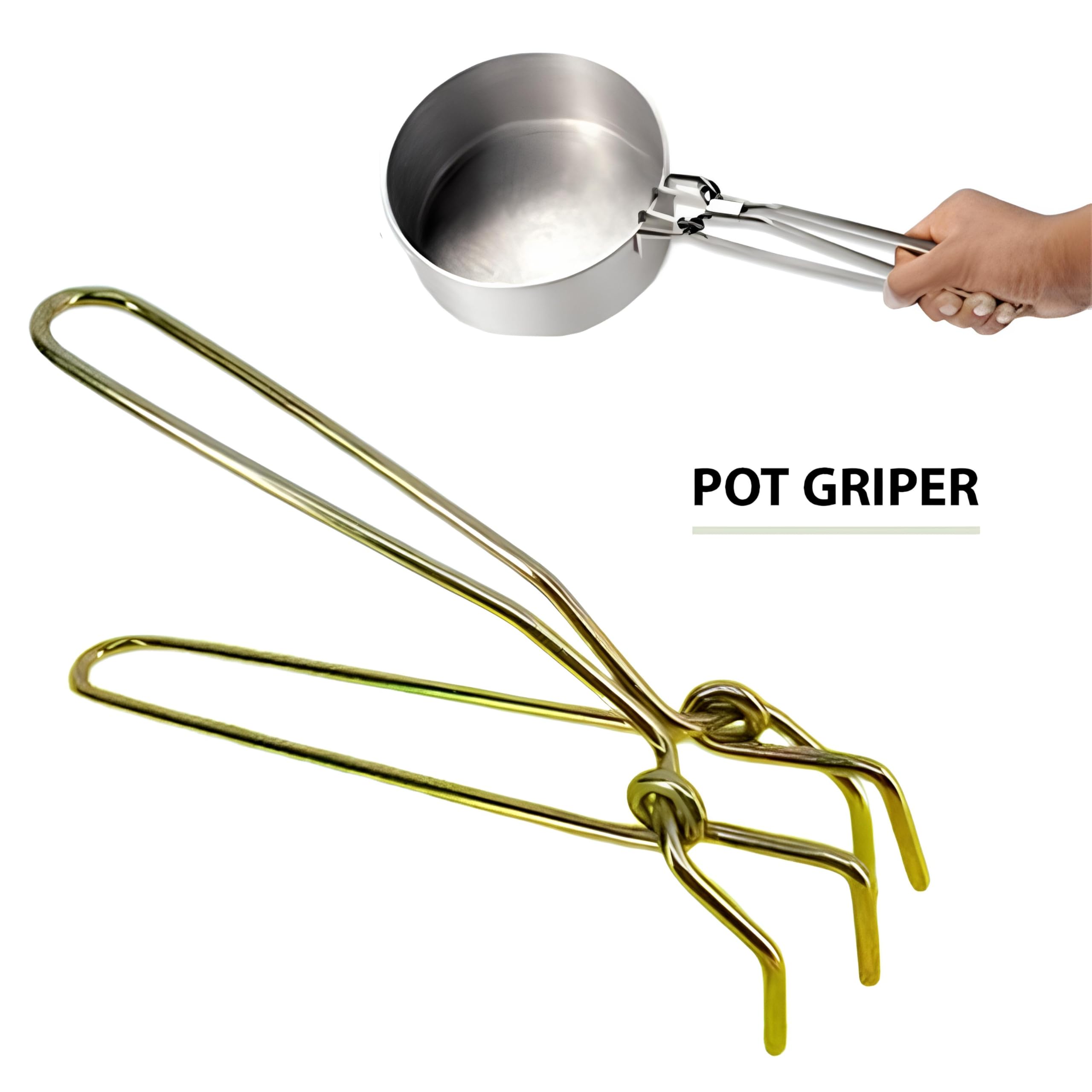Cooking Pot Holder Stainless Steel Long Handle Grip Pot Holder Wrench Tong Tool For Home Kitchen (1Pcs) 3