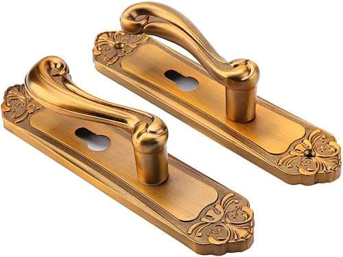 Room Door Handle, Chacerls Door Lock Handle Vintage European Style Aluminium Alloy Room Interior Door Lock Handle Furniture Hardware 5