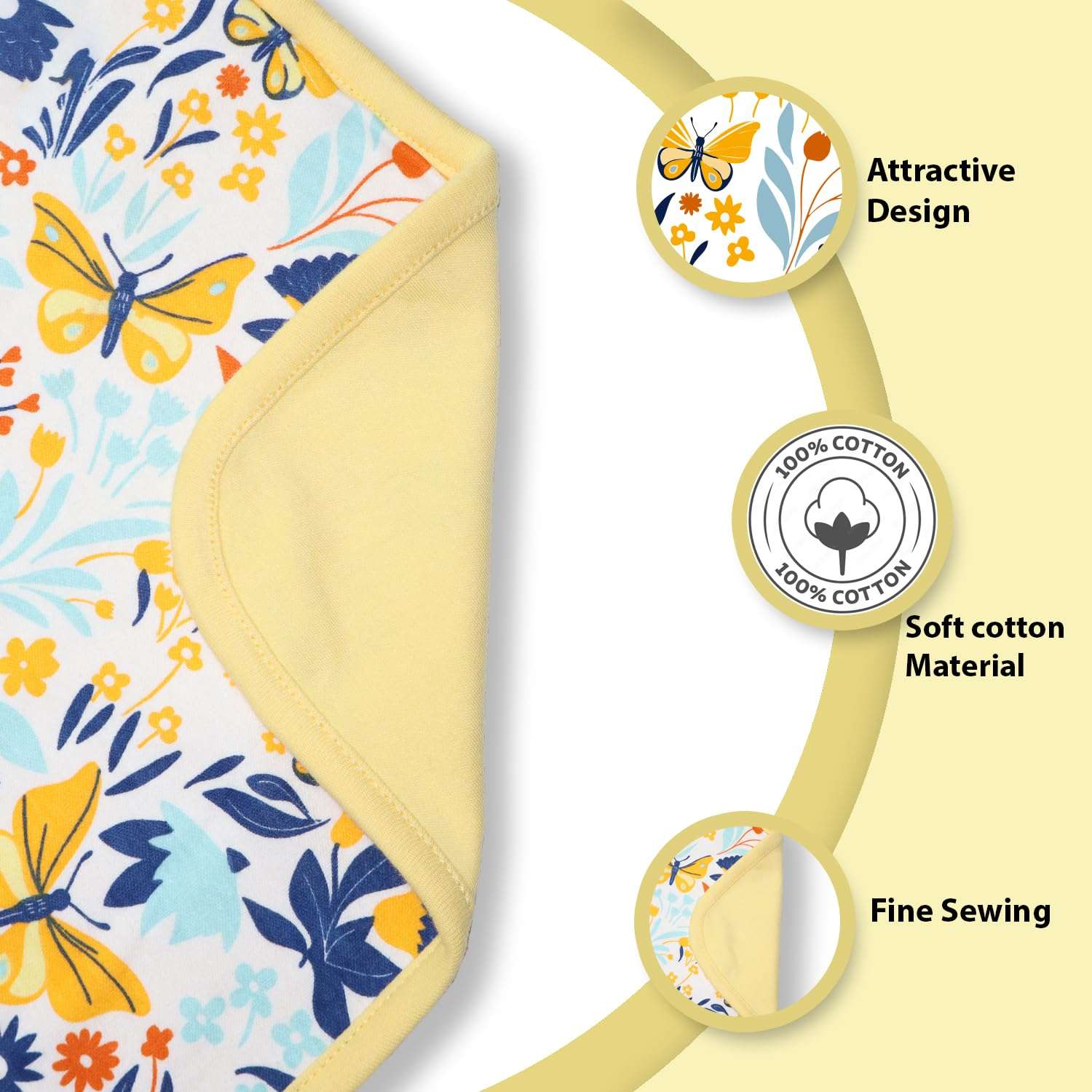 Adhigams New Born Baby Sky Dancer Cotton Napkin | Cotton Baby Napkin for Baby boy and Girl (Pack of 2) 5