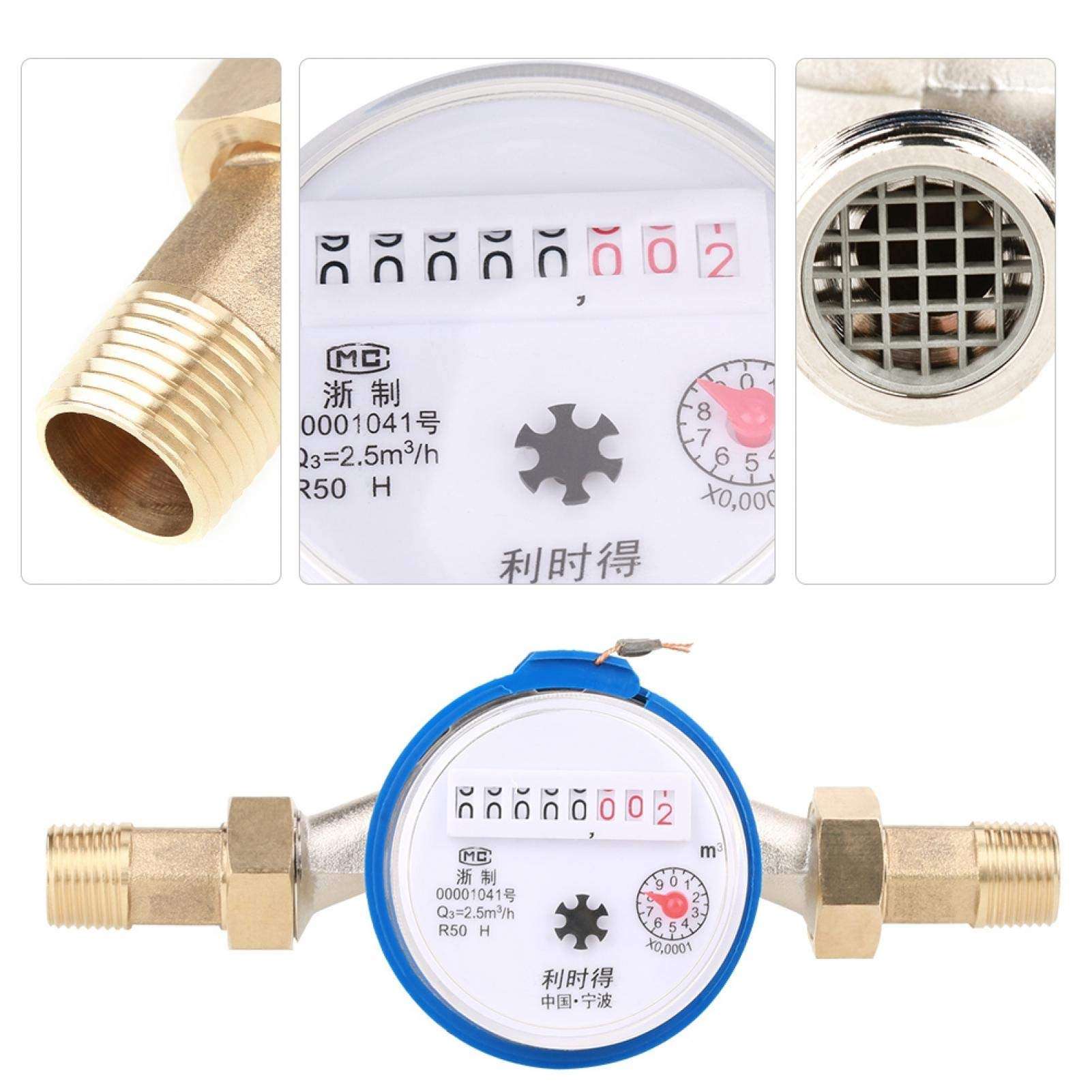 Oreilet Cold Water Meter, Dry Cold Water Meter, Water Meter, Home Garden for Measuring Water 2
