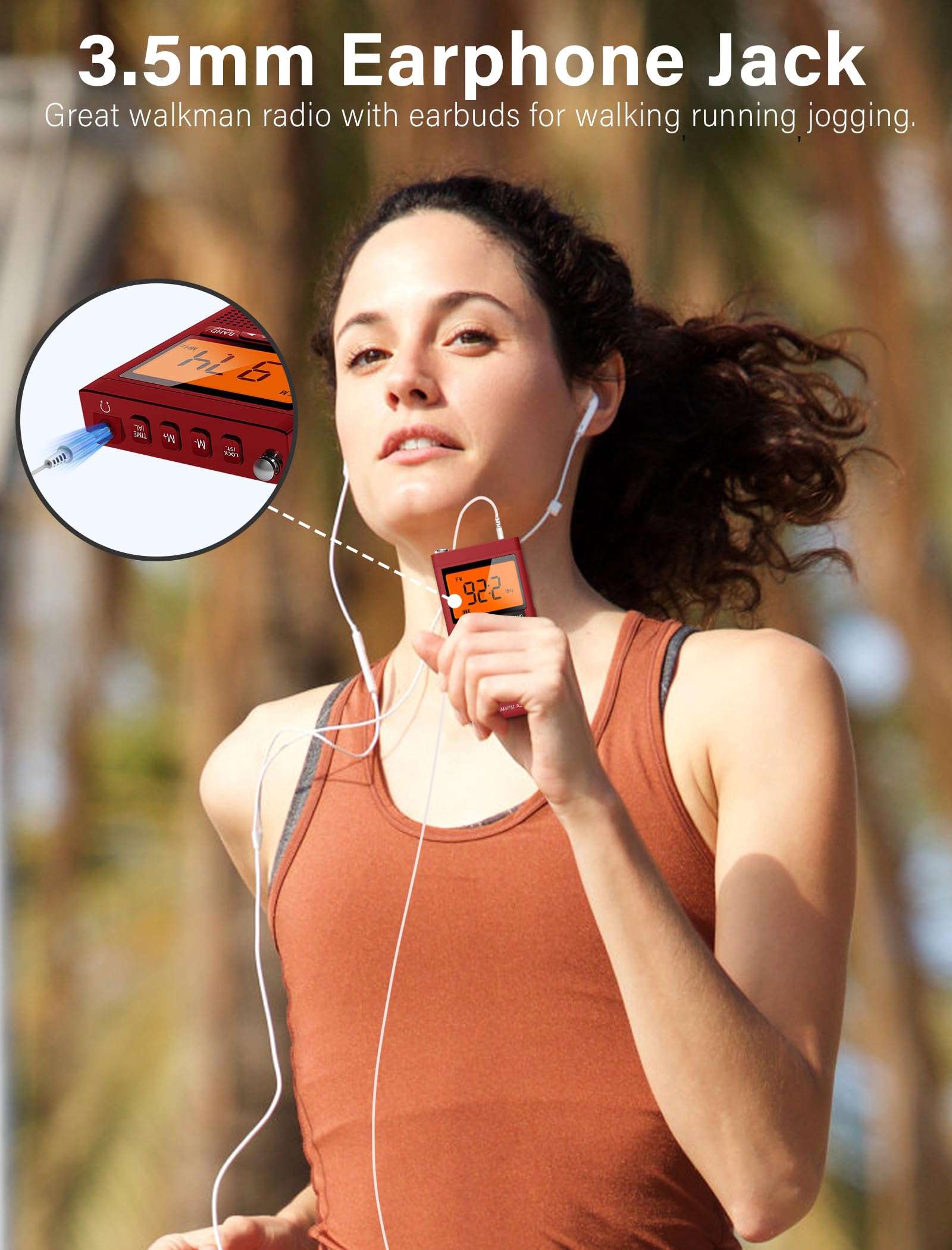 AM FM Radio Portable with Best Reception, Pocket Radio Battery Powered with Stereo Earphone, Digital LCD, Built-in Alarm Clock and Sleep Timer for Indoor & Outdoor and Emergency Use, Gift for Elderly 2