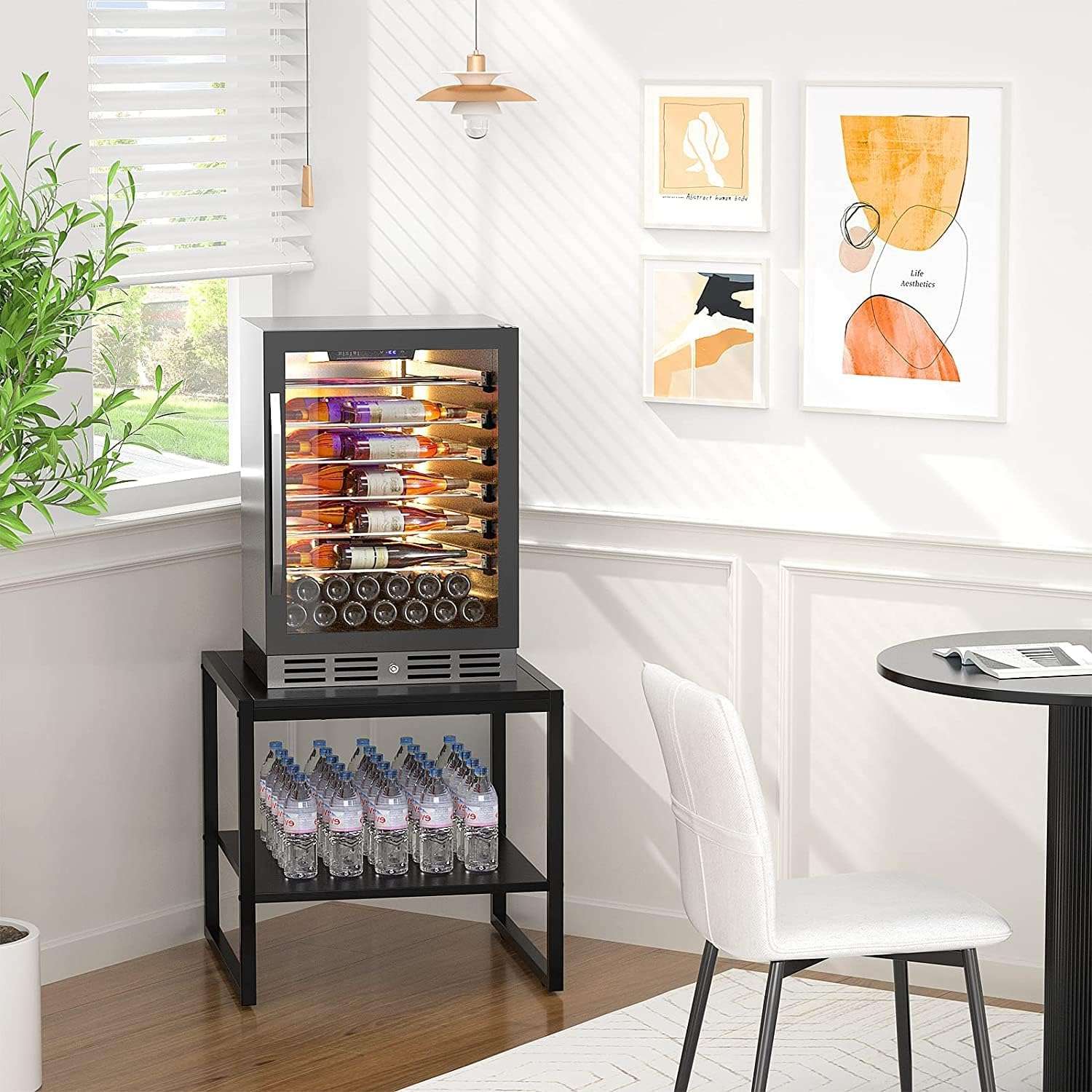 Indian Decor 44566 End Table, 20 Inch Square Side Table Modern Night Stand with 2-Tier Storage Shelf, Living Room Small Coffee Table, Wood Finish Bedside Table for Bedroom, Black top 4