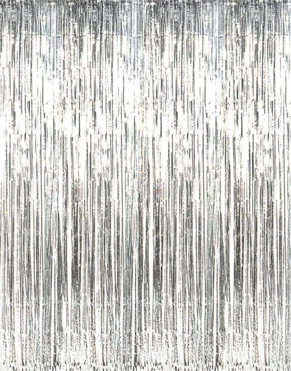 WILDCROC Silver Metallic Fringe Foil Curtain, 5 Pieces, 3 x 6 ft | Foil Curtain Decoration for Birthday, Anniversary Marriage and Bachelorette 6