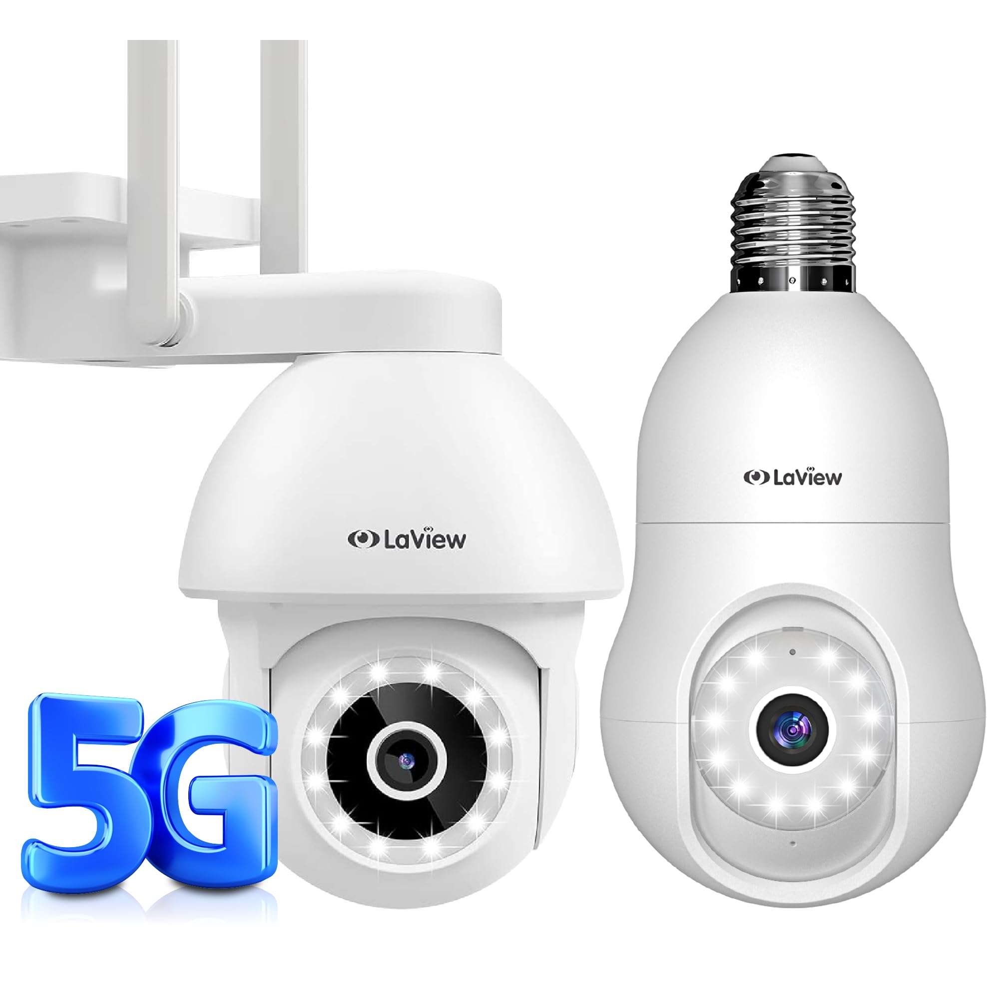 LaView 4MP Bulb Security Camera 5G& 2.4GHz WiFi, 360°2K Security Cameras, 5MP 5G& 2.4GHz WiFi Security Camera Outdoor Wired Starlight Color Night Vision,2K Cameras for Home Security AI Human Detection 1