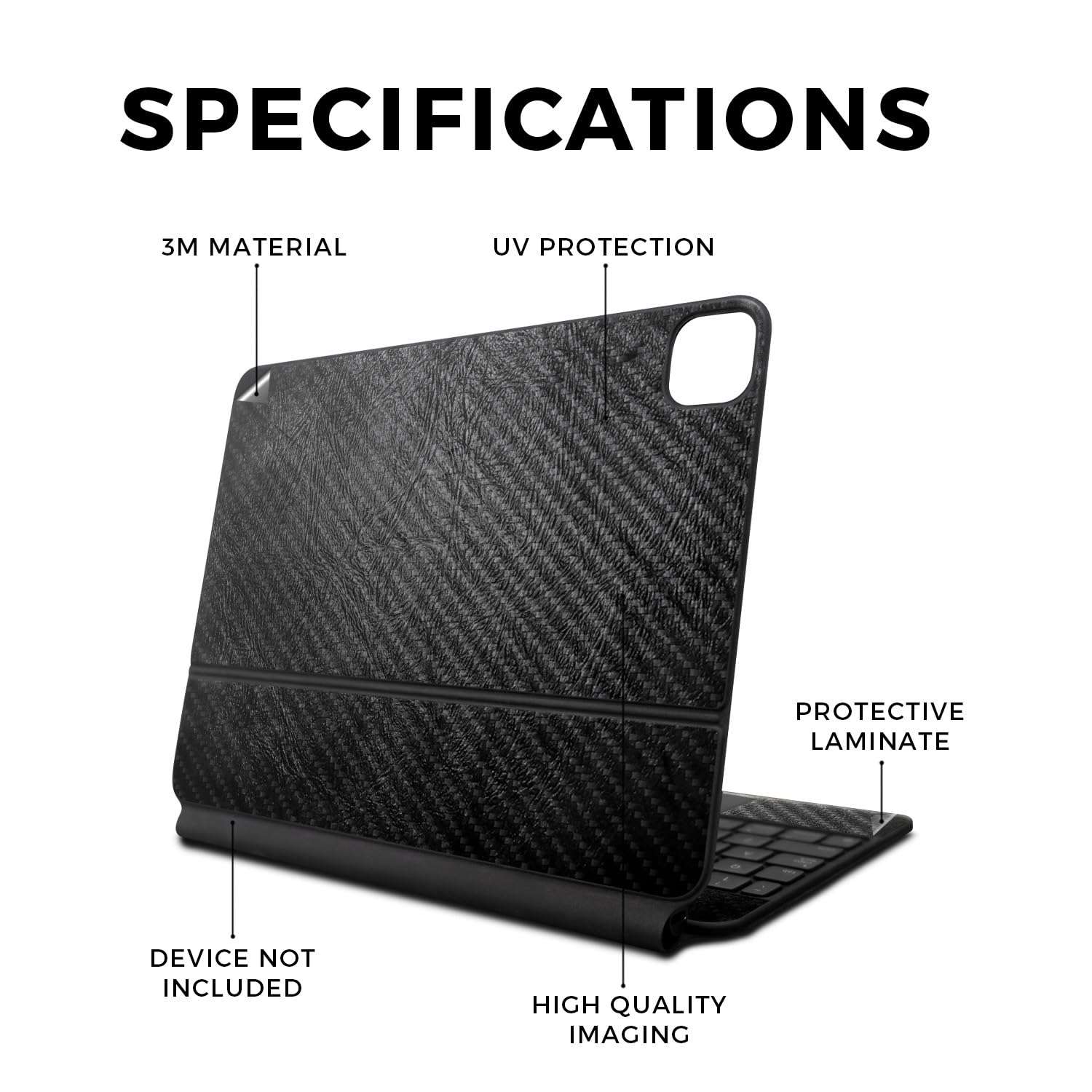 Carbon Fiber Skin Compatible With Apple Magic Keyboard for iPad Pro 13‑inch (M4) 2024 - Black Leather - Premium 3M Vinyl Protective Wrap Decal Cover - Easy To Apply | Crafted in the USA by MightySkins 3