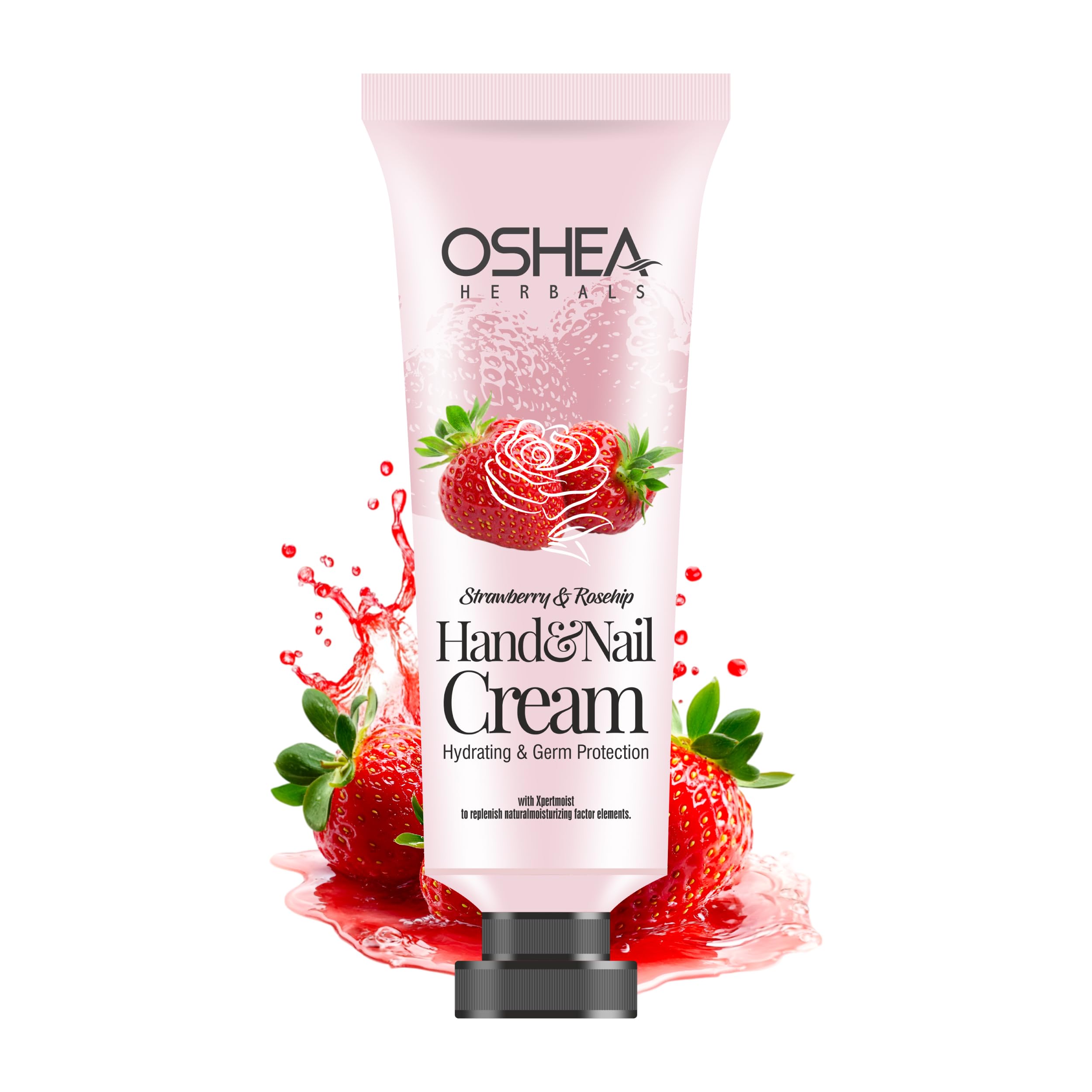 Oshea Herbals Strawberry & Rose Hip Hand & Nail Cream for Men & Women | Super Hydrating with Germ Protection | Enriched with Sheabutter, Vitamin E & Neem Extract 30 ml