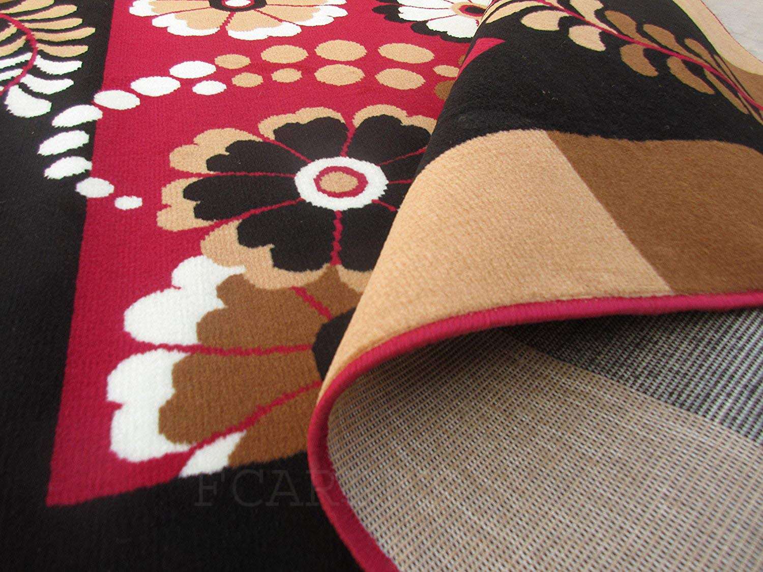 FCARPET Fine Wool Soft Touch Carpet (6X8 ft, Red) 1