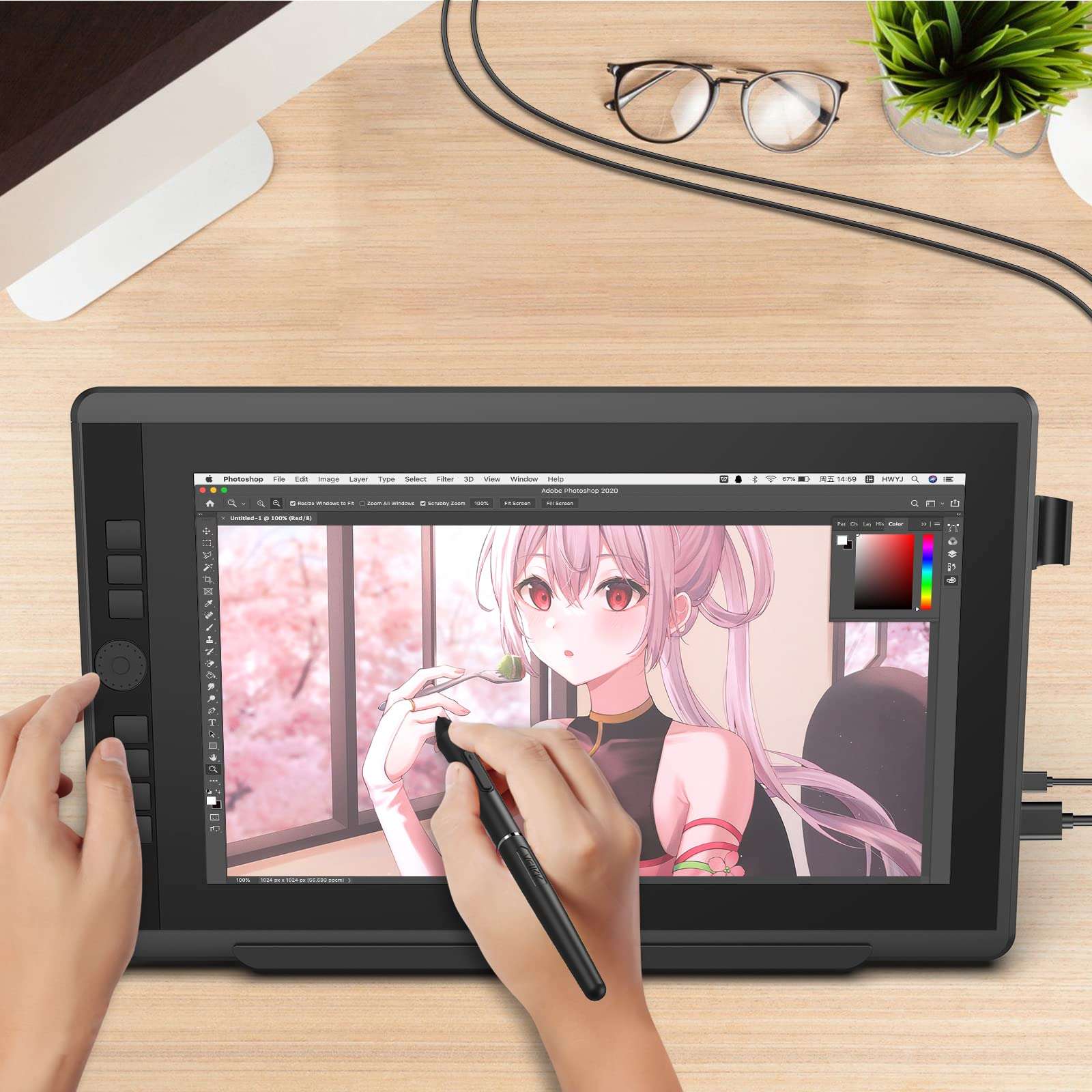 Drawing Tablet with Screen, VEIKK VK1560PRO15.6 inch Pen Display, IPS HD Graphic Monitor with 8192 Passive Pen and Adjustable Stand, Compatible with Windows Mac(92% NTSC 120% s RGB) 3