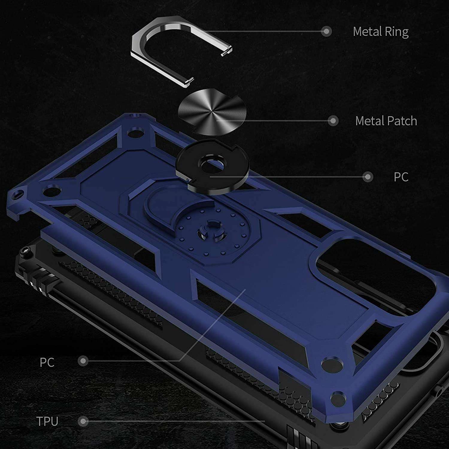 TaiY Samsung Galaxy S20 FE 5G Case - Rugged Hybrid Armor Anti-Scratch Shockproof Kickstand Case Compatible Magnetic Car Mount Ring Grip Cover for Samsung Galaxy S20 FE 5G - Blue 4