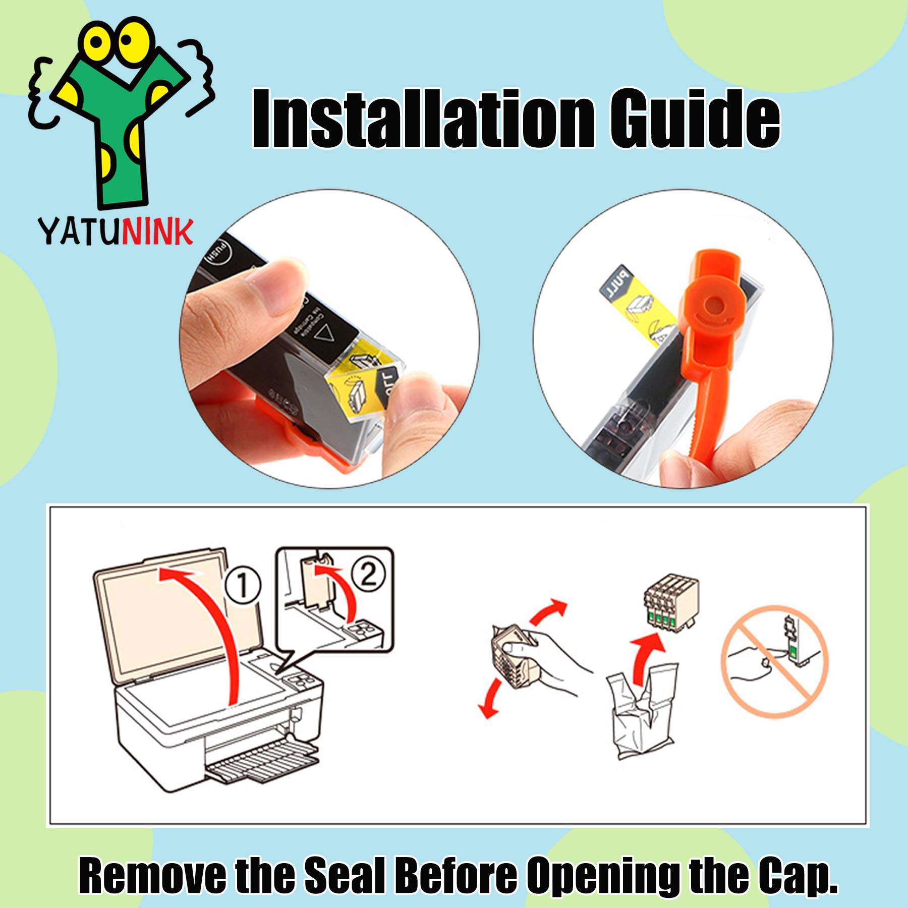 YATUNINK Compatible Ink Cartridge Replacement for Canon PGI-5BK CLI-8BK CLI-8C CLI-8M CLI-8Y Compatible Inkjet Cartridge with Chip for Pixma MP500 MP530 MP600 MP800 (15 Pack) 3