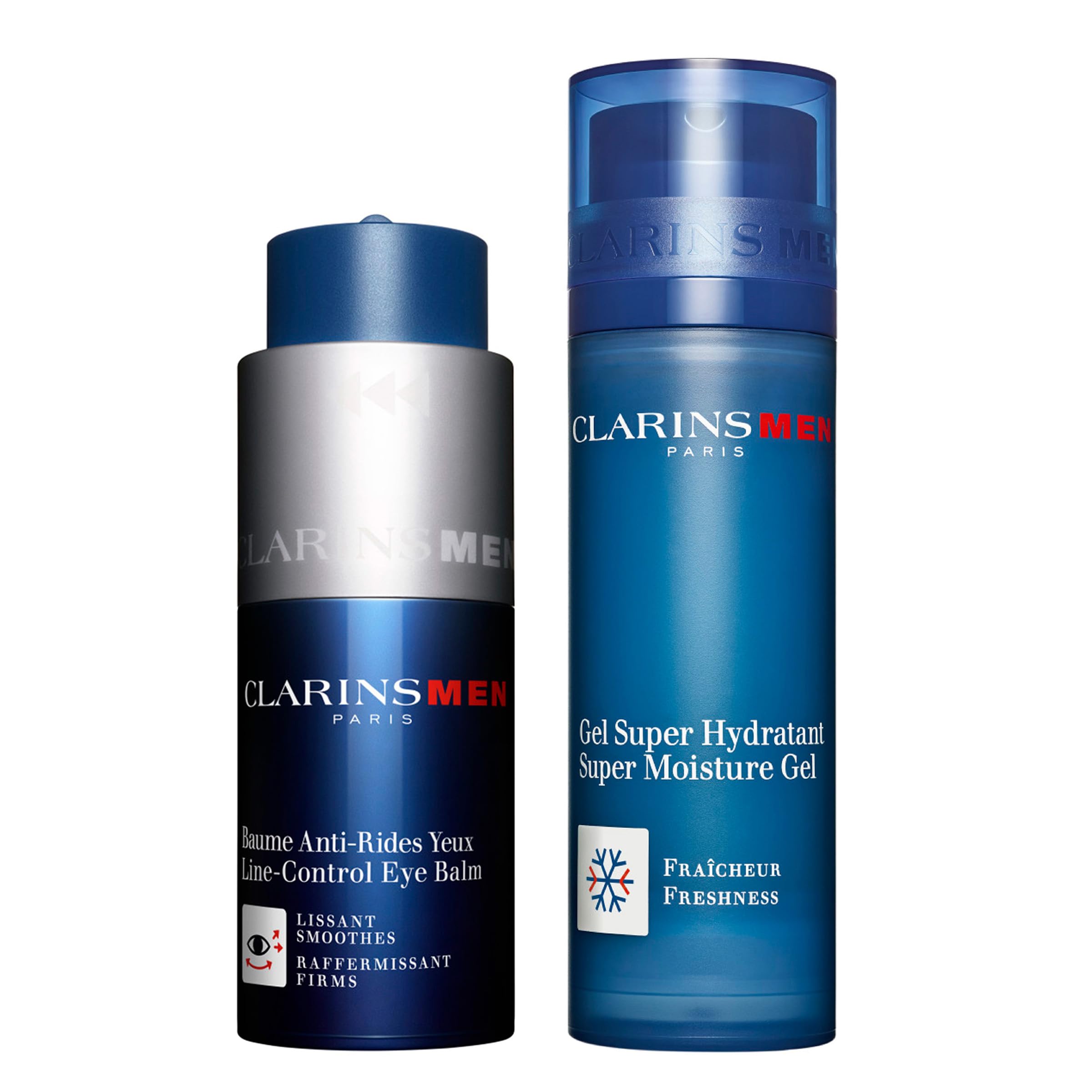 ClarinsMen Super Moisture Gel and Line-Control Eye Balm Bundle | Skincare for Men | Anti Aging Eye Cream for Men | All Skin Types