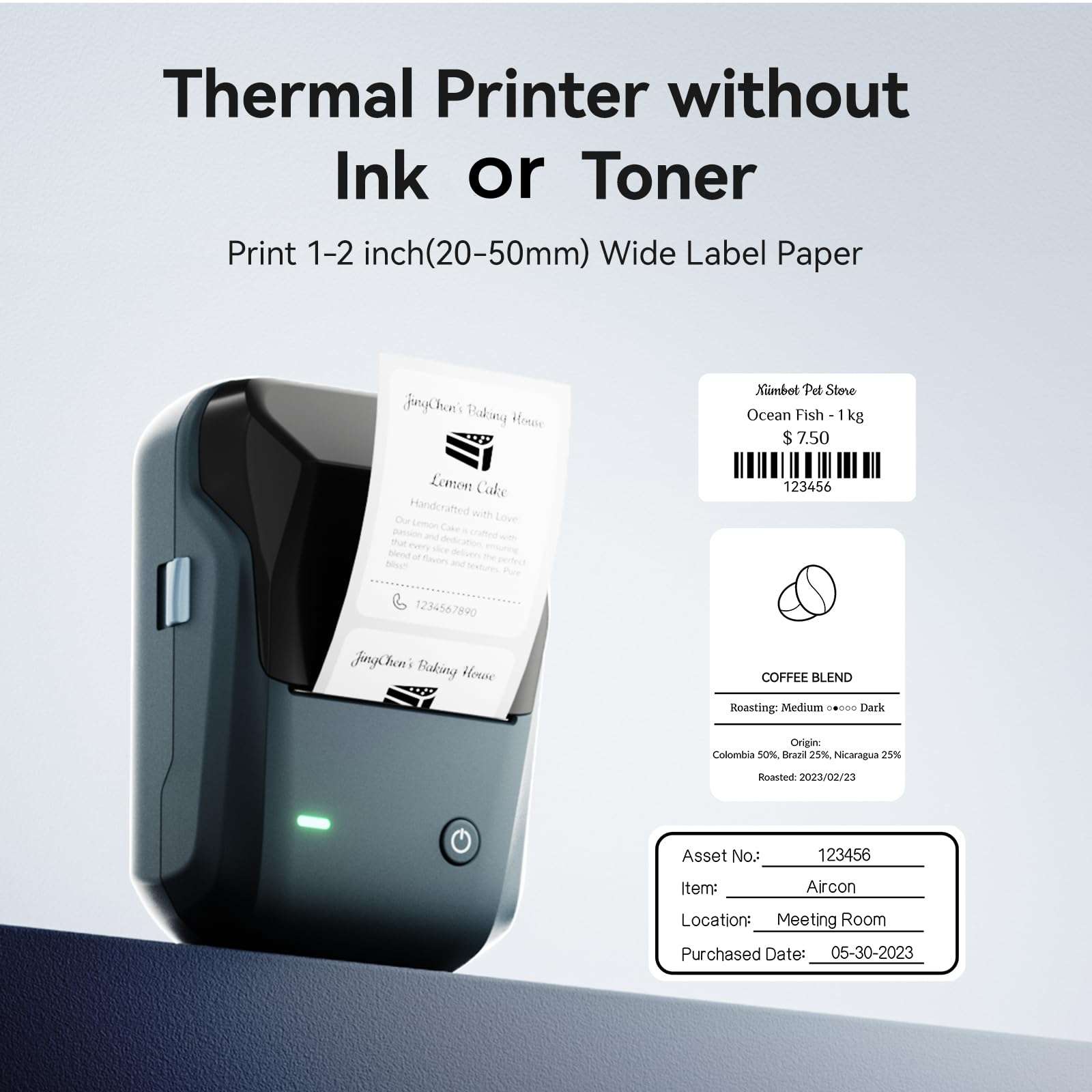 NIIMBOT B1 Label Maker,2 Inch Bluetooth Thermal Label Printer, Automatic Label Identification, Easy to Use for Home Office and Business, Label Maker Machine with Tape, Support Phones & PC 3