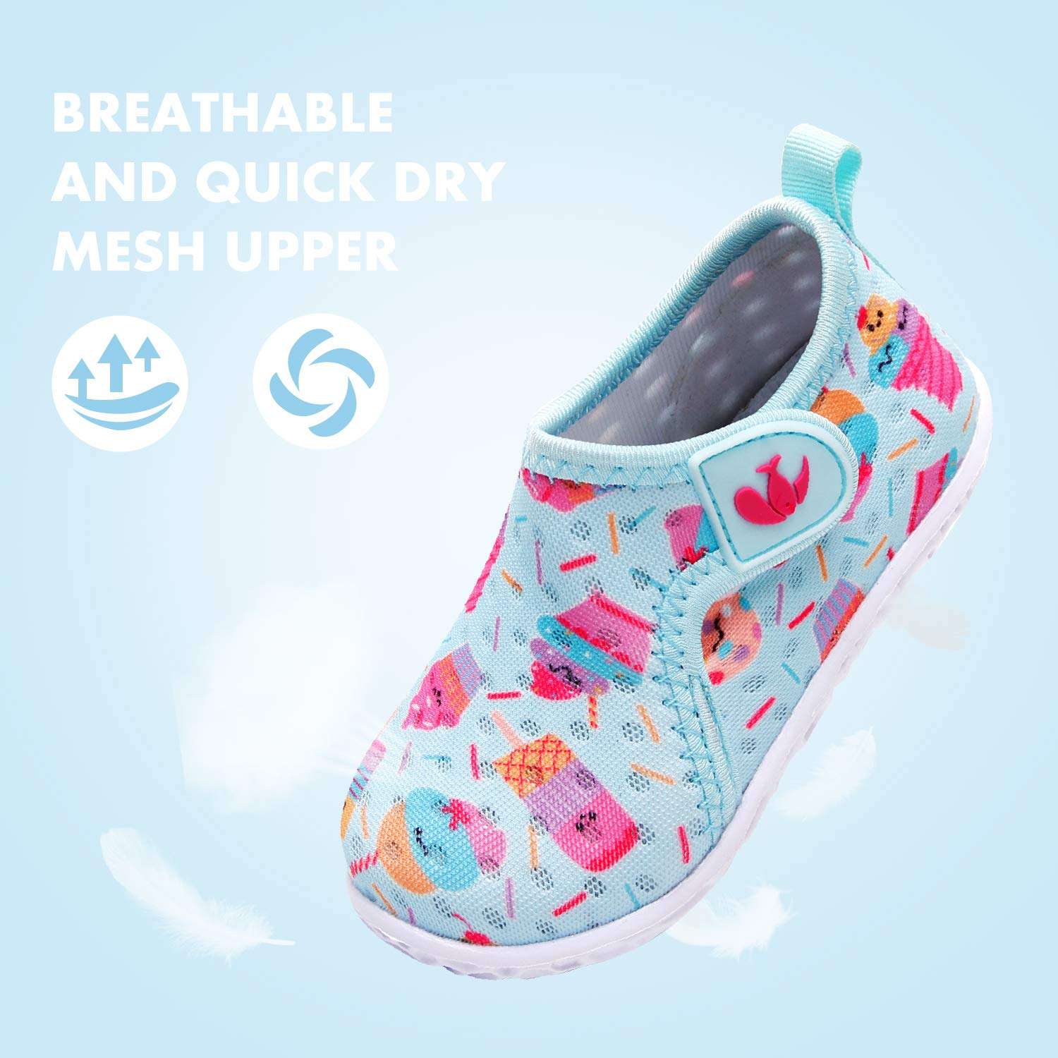FEETCITY Water Shoes for Baby Boys and Girls Quick Drying Aqua Shoes Outdoor Beach Pool Shoes Ice Cream 2.5-3 Years Toddler 6