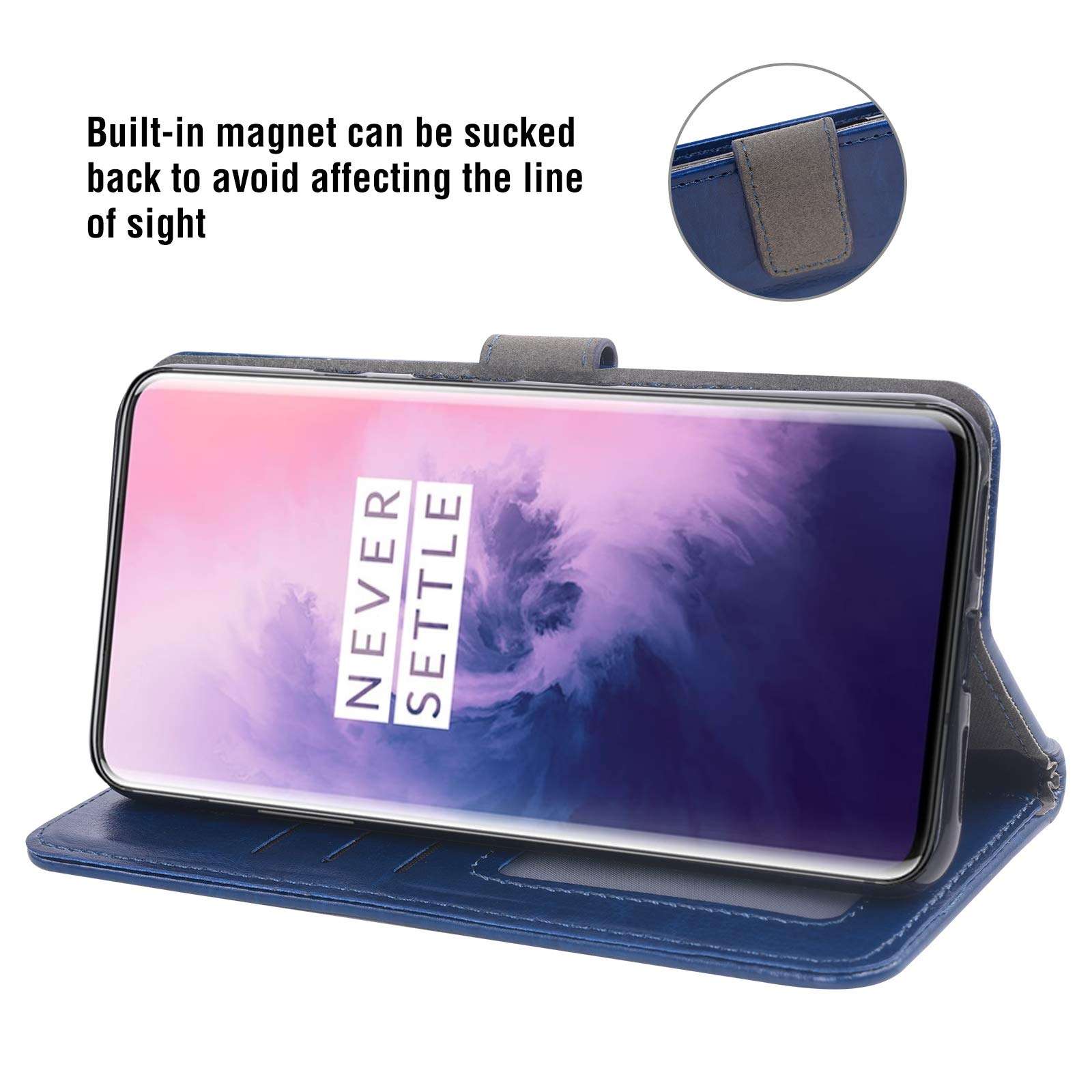 Asuwish Compatible with OnePlus 7 Pro Wallet Case Tempered Glass Screen Protector Flip Cover Card Holder Cell Accessories Phone Cases for OnePlus7Pro 5G One Plus 1+7 1Plus OnePlus7 One+ 1 + Black 3