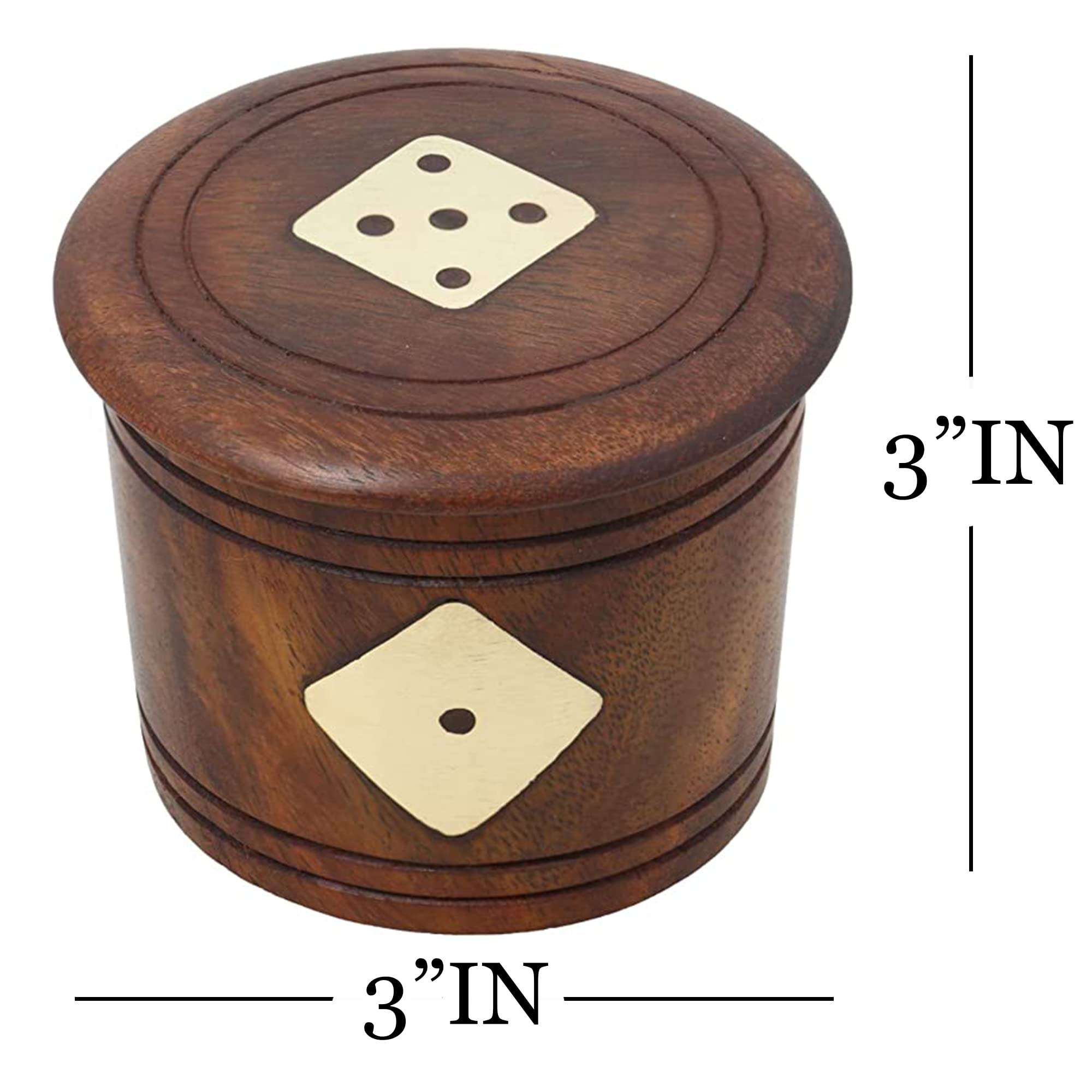 RoyaltyRoute Professional Dice Cup 5 Dice - Handmade Indian Dice Game Set Decorative Storage Box - Christmas Gifts 5