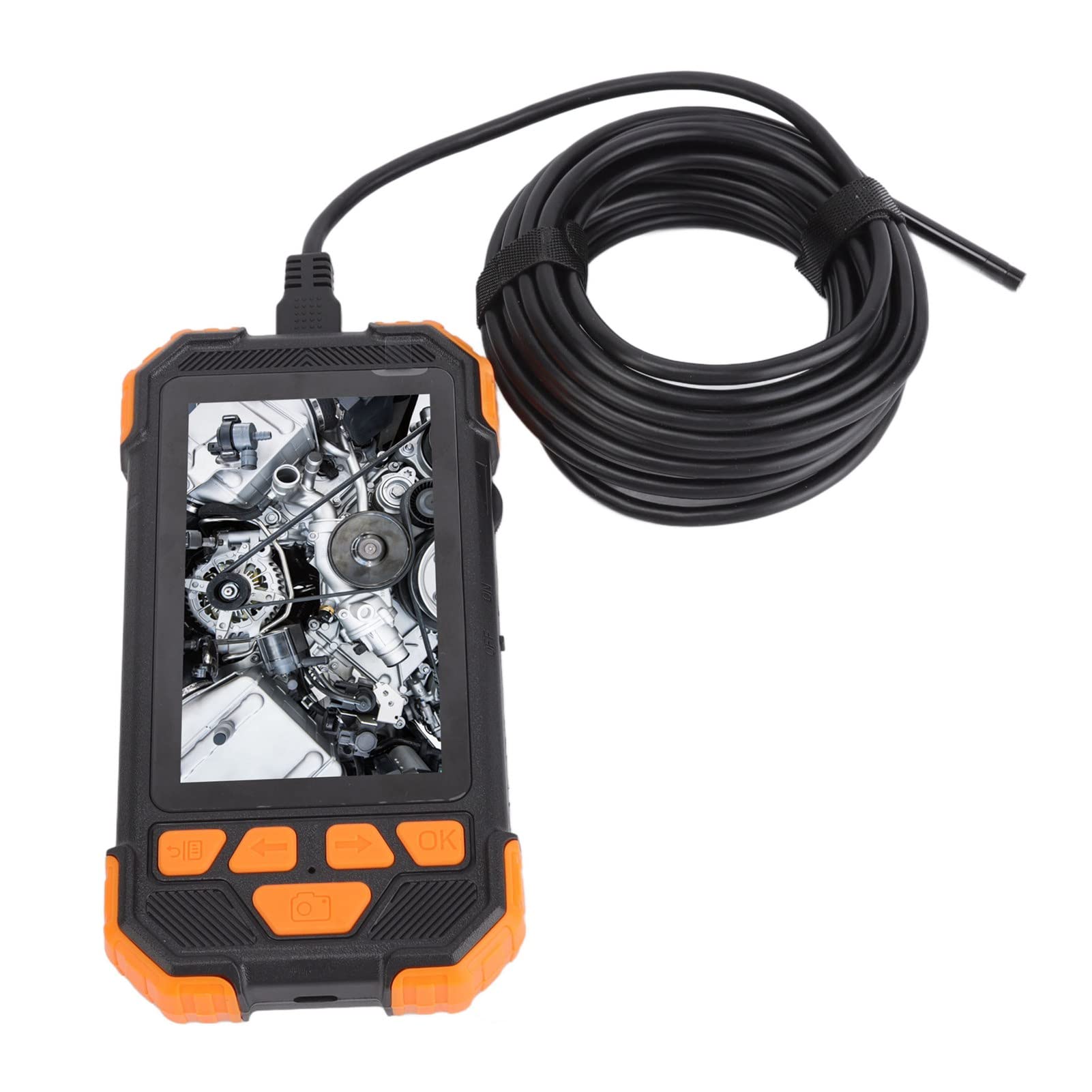 1080P HD Borescope Inspection Camera 3000mAh Battery Scratch Protection Dual Lens Endoscope for Underwater Work (Orange)