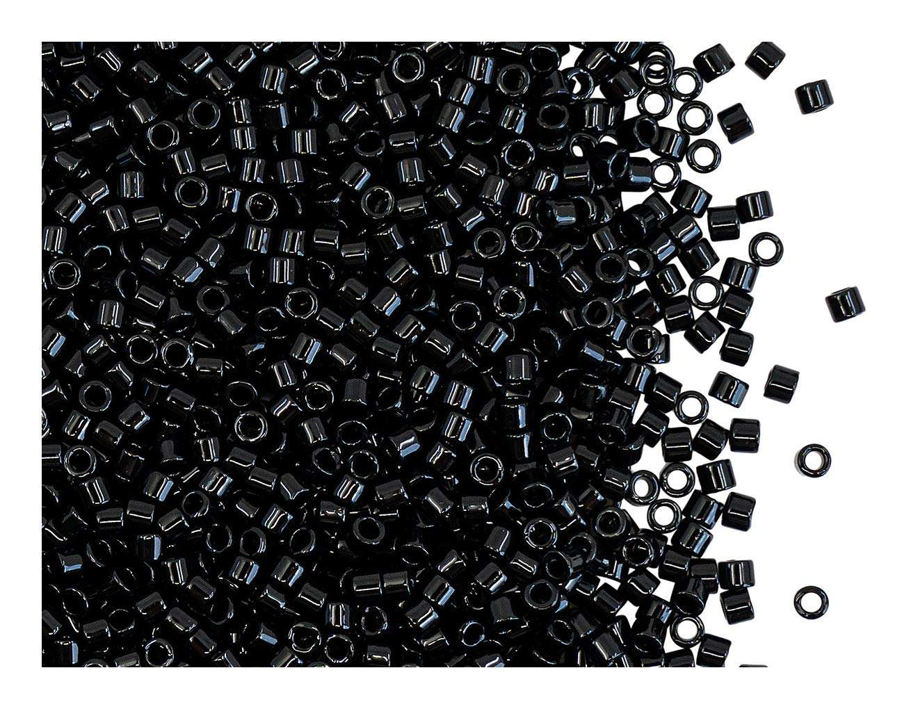 0.35 oz (10g) 10/0 Miyuki Delica, Black, Japanese Seed Beads