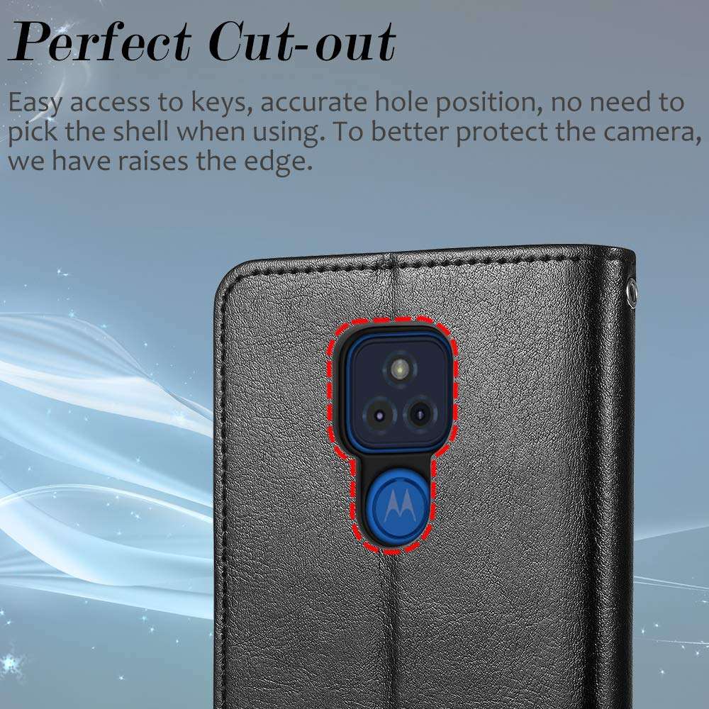 Swoders for Moto G Play 2021 Wallet Case, PU Leather with Card Holder Shockproof Soft TPU Interior Magnetic Closure Full Protection Compatible with Motorola Moto G Play 2021 - Black 6