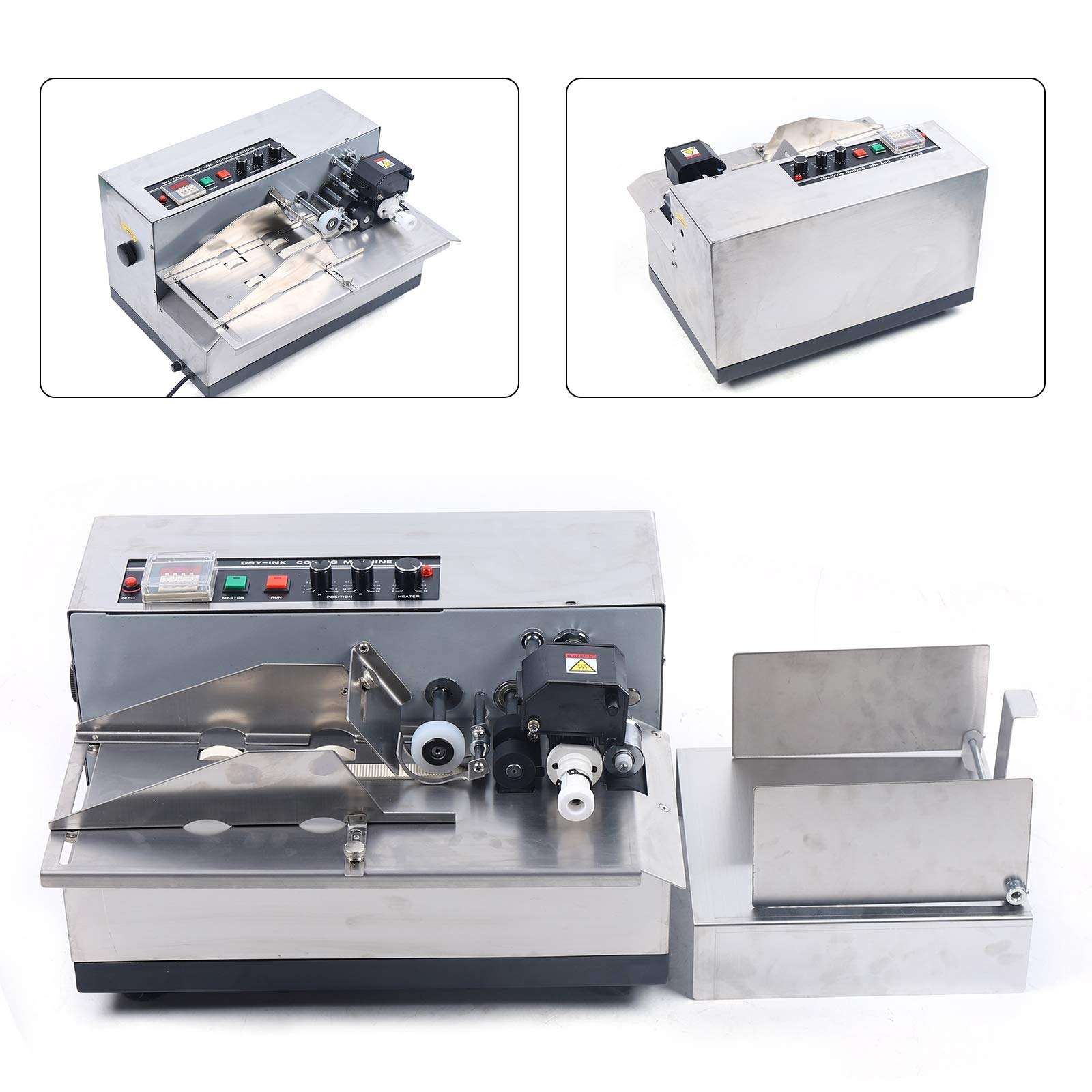 TBVECHI Automatic Print Date Label Machine, 110V Automatic Ink Wheel Printer Marking Machine, Stainless Steel Structure, Photoelectric Control, Automatic Counting(Model 2) 2