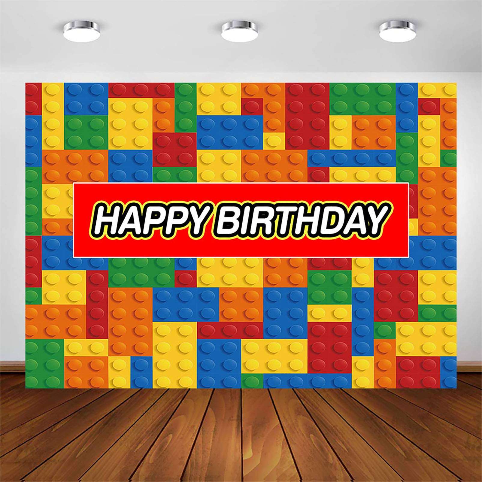 COMOPHOTO 7x5ft Building Blocks Birthday Party Backdrop Boy Girl Baby Child Birthday Cake Table Banner Colorful Decorations Photo Booth Background Supplies