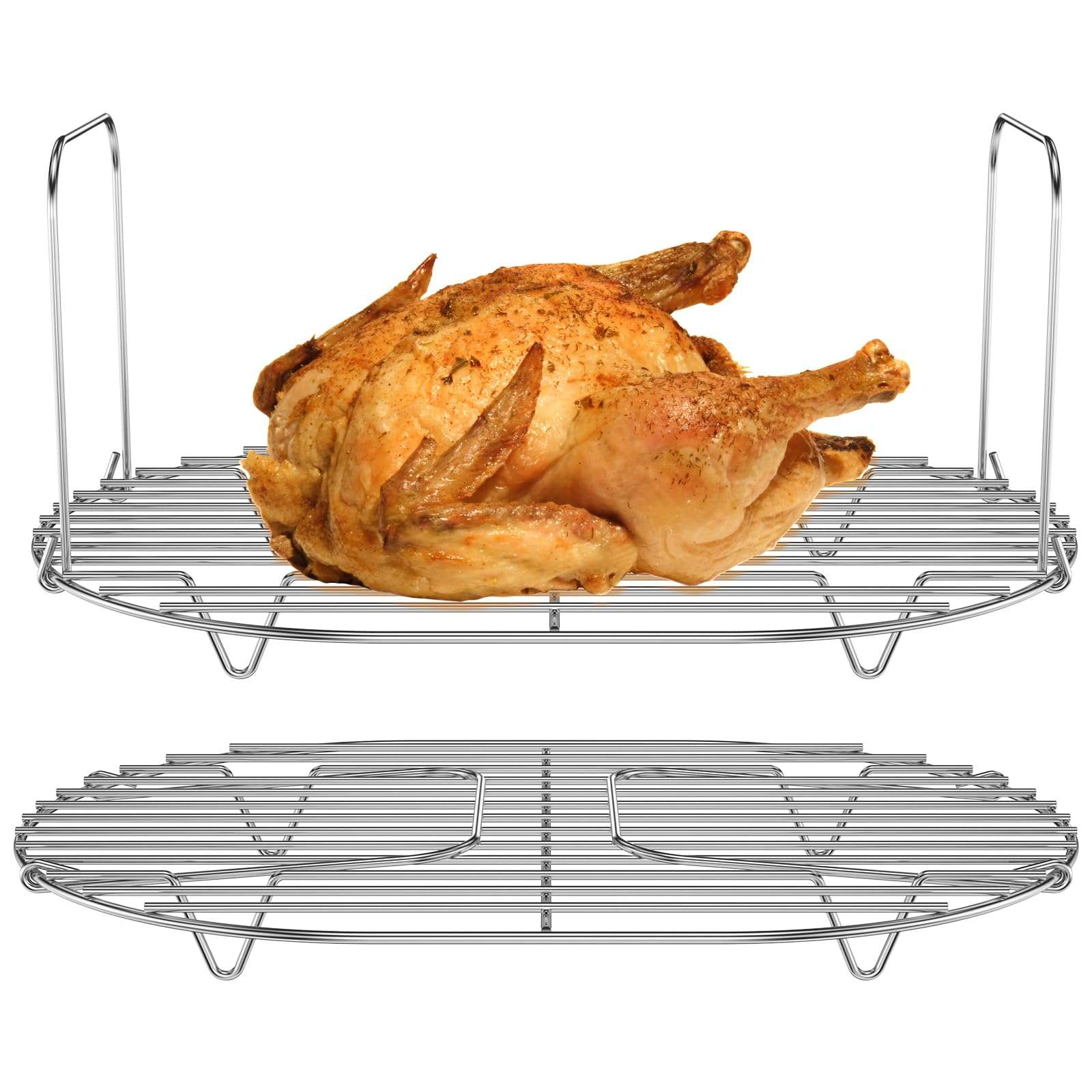 Abizarch 2Pcs Steam and Roast Rack for 8.5Qt Slow Cooker,Slow Cooker Rack with Handle, 304 Stainless Steel Roasting Steaming Rack Slow Cooker Pot Rack for MC1000, MC1001, MC1010 Series 1