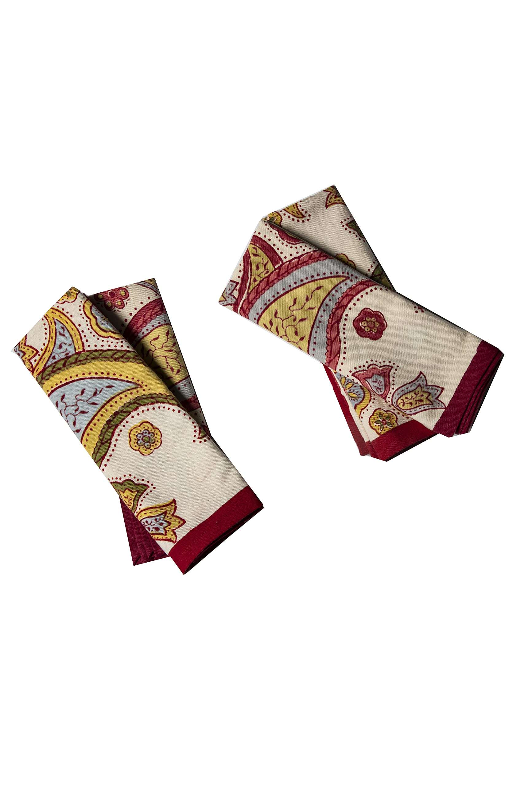 CONTRAST LIVING Parenki Hand Block Printed Kitchen Towel/Dish Towel/Hand Towel Multi Color Set of 3 Pcs 3