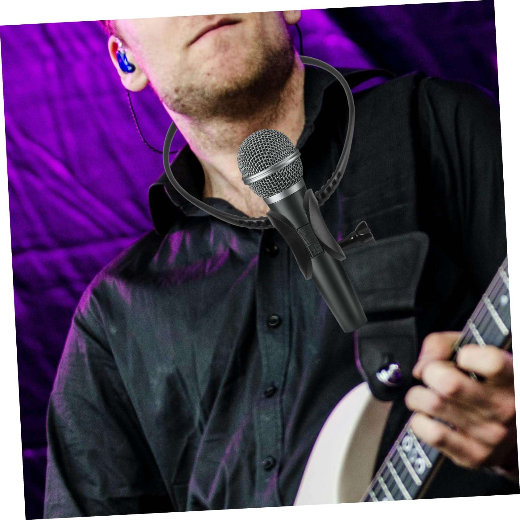 Neck Microphone Holder Stable Hanging Mic Stand for Musicians Ergonomic Design for Handsfree Use Live Streaming Outdoor Events and Performances 5