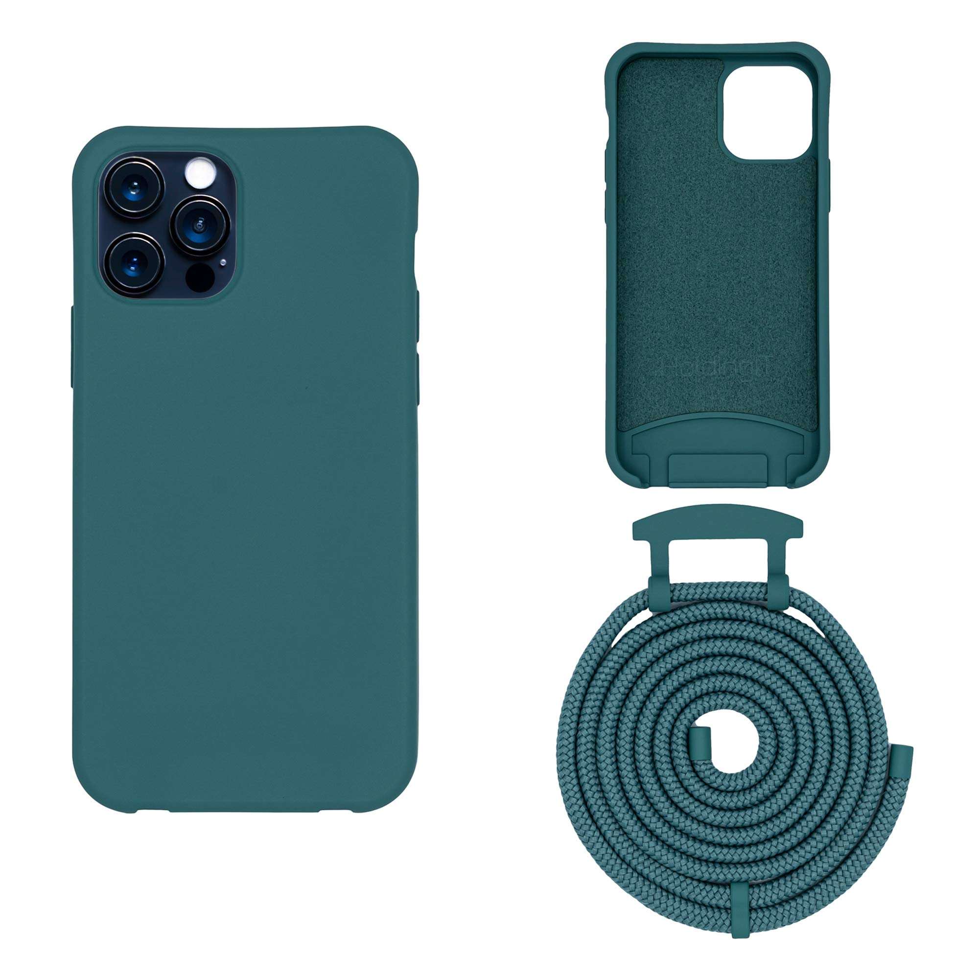HoldingIT Crossbody Phone Case with Detachable Lanyard Compatible with iPhone 11, 2-in-1 Hands Free iPhone Cover with Drop Protection, Adjustable Rope Green 1