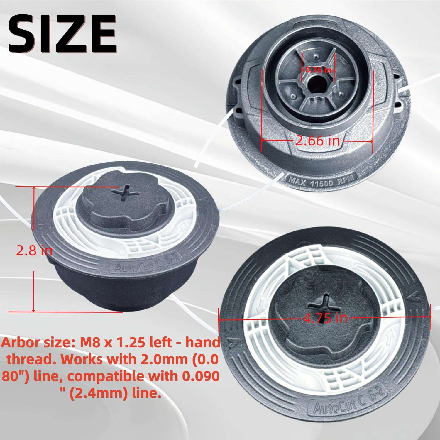 HHLZDHH 3 - Pack C6-2 Trimmer Head for Stihl FS38 FS40 FS40C FS45 FS46 FS50 FS50C FSA60R FSA86R FSE60 FSE71 FSE81 Easy Loading Lawn Mower Garden Tool Accessories 5