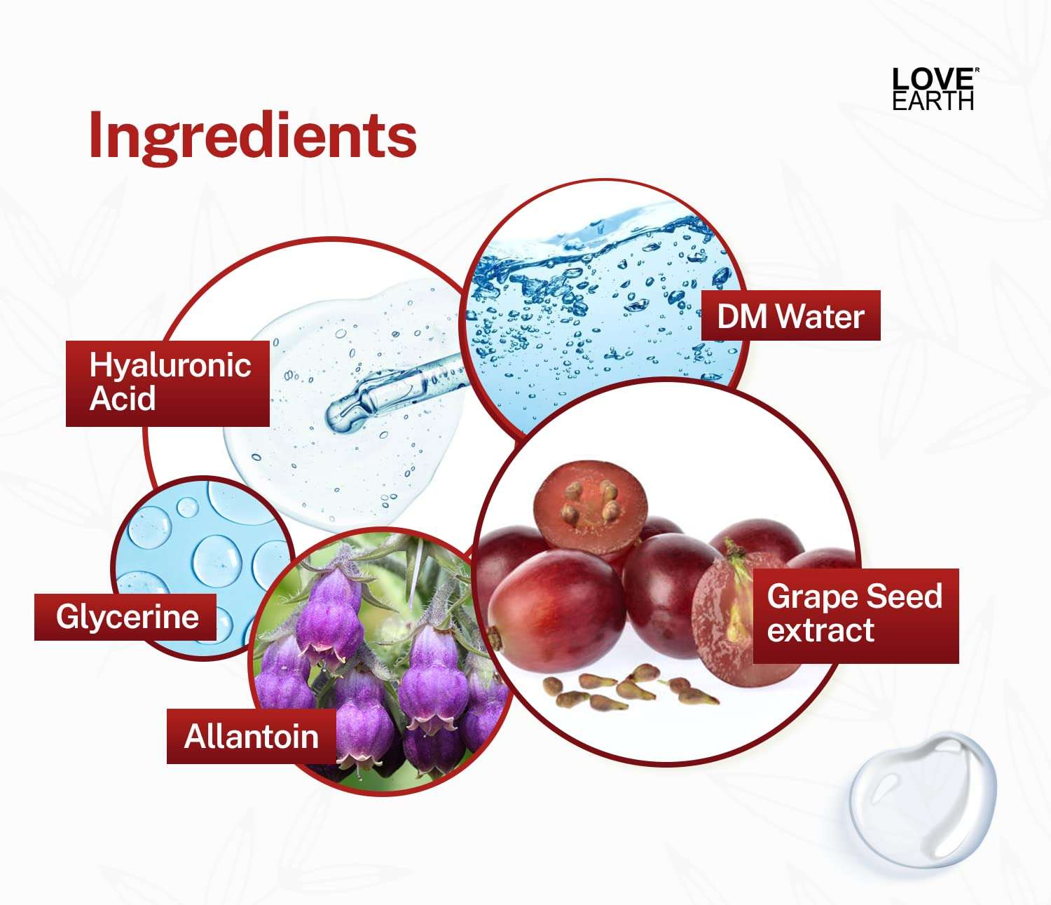 Love Earth Hyaluronic Acid Toner with Grape seed extract and Hyaluronic Acid for Wrinkle Free, Smooth and Glowing Skin 100ml 4